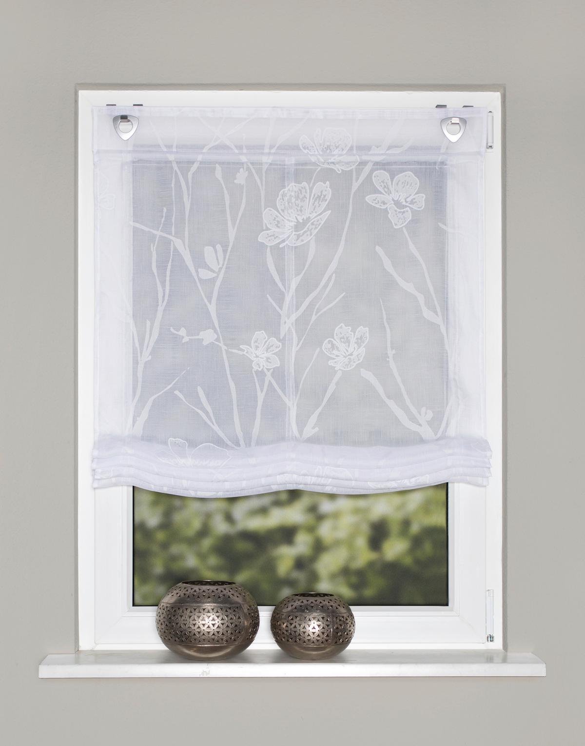 Raffrollo Rory - Weiß, Natur, Textil (80/130cm)