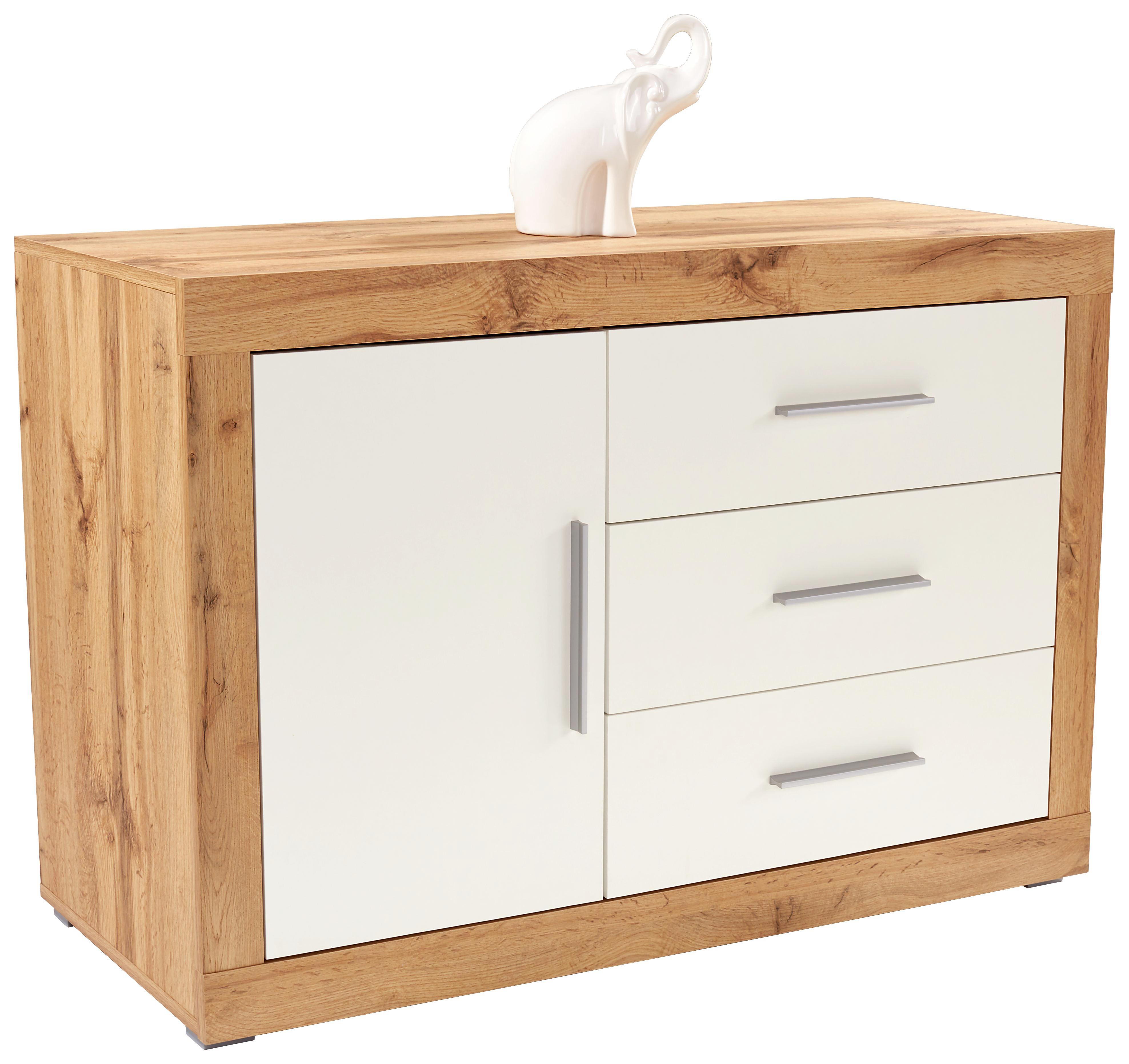 Komód Frame - Tölgyfa/Fehér, konvencionális, Faalapú anyag (122/75/42cm)