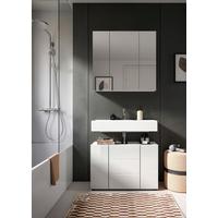 Badezimmer Vira - Weiß Hochglanz/Schwarz, MODERN, Holzwerkstoff (82cm) - MID.YOU