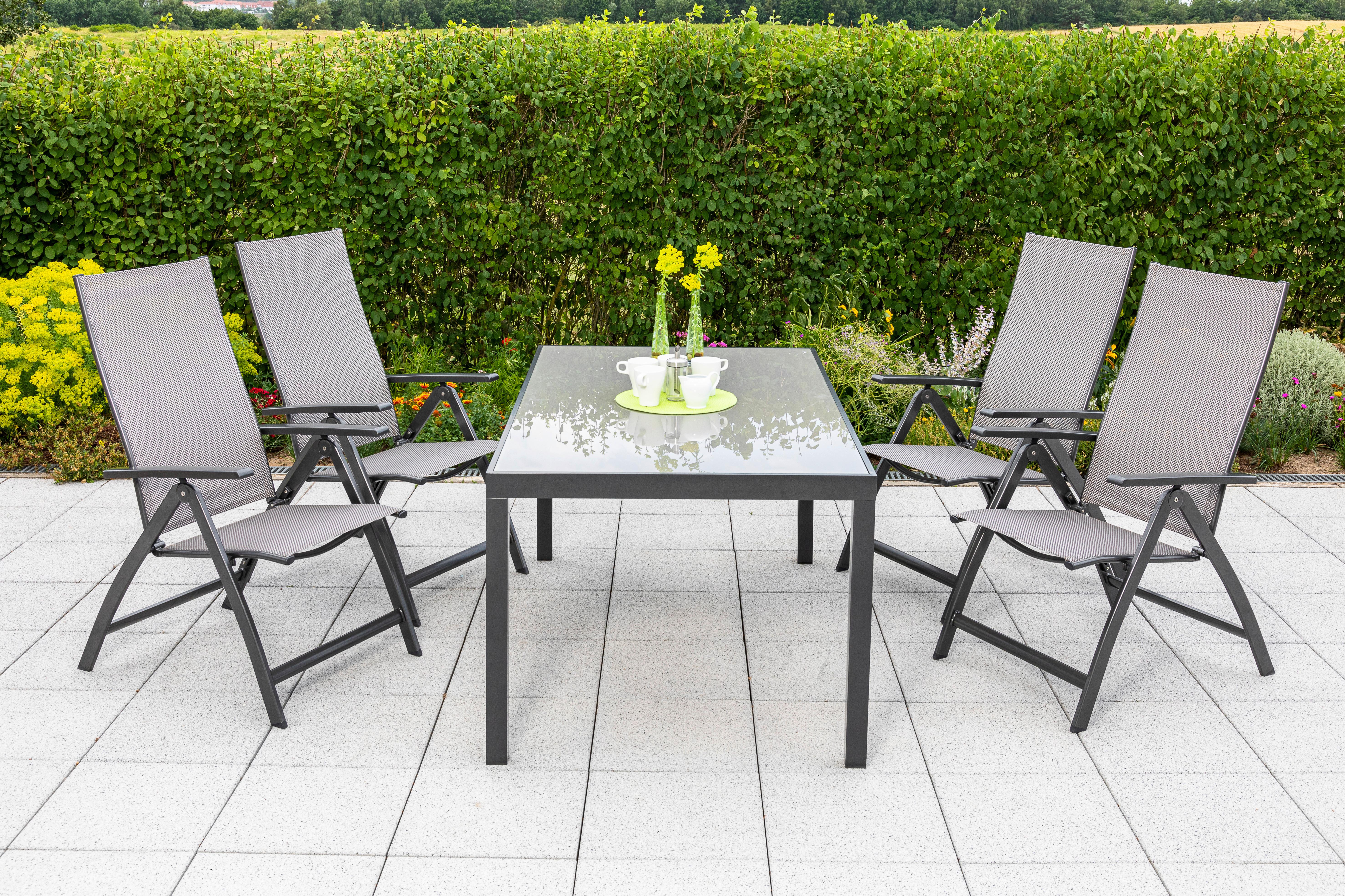 Gartenset Vicenza - Graphitfarben/Braun, MODERN, Textil/Metall - Gardenson