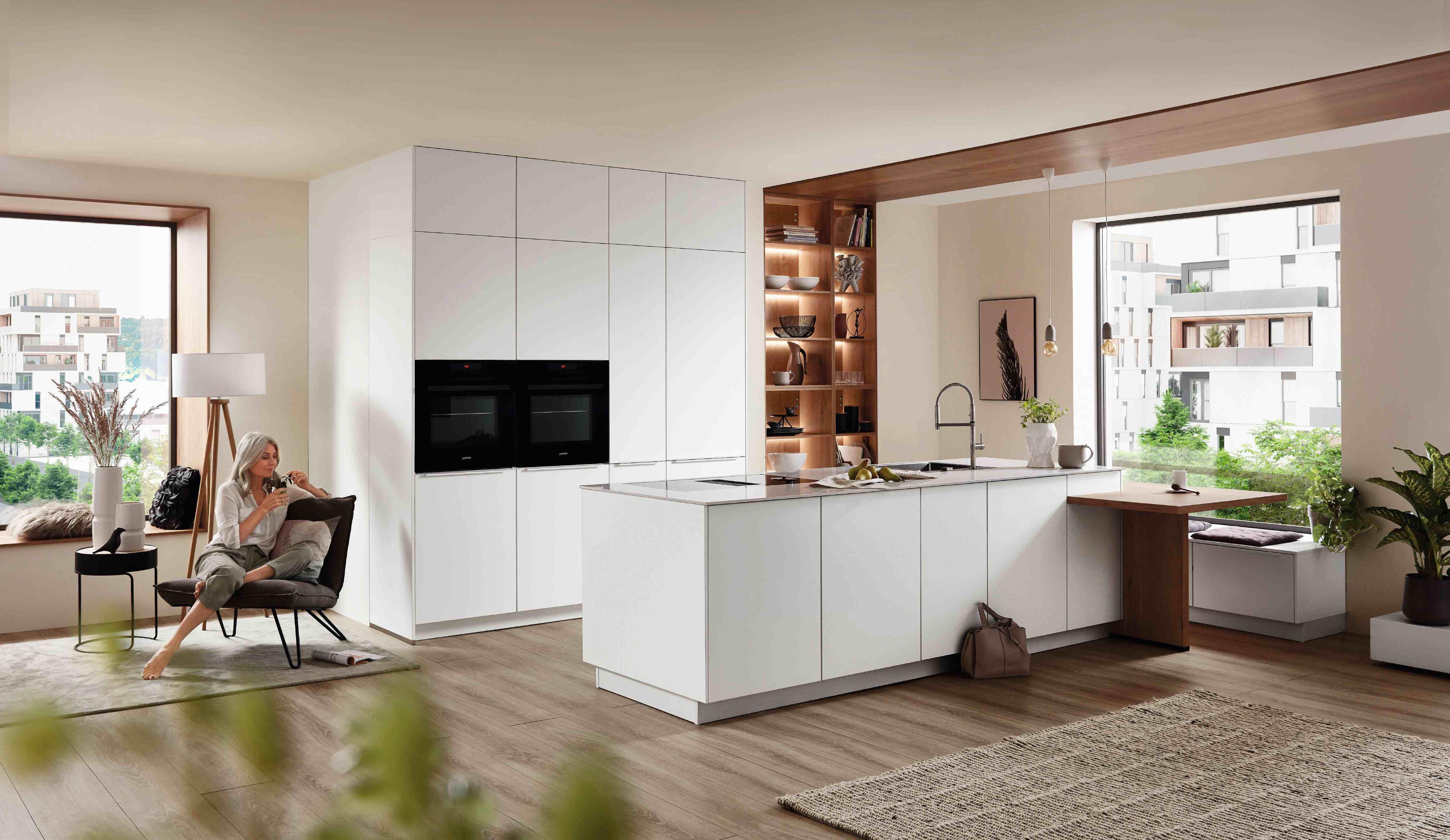 Einbauküche Eastbourne Frei Planbar Grifflose Küche - Weiß, MODERN, Holzwerkstoff - Vertico