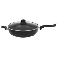 Bratpfanne Marina DxH: ca. 28x7 cm Aluminium mit Deckel - Klar/Schwarz, KONVENTIONELL, Glas/Kunststoff (28/7cm) - Luca Bessoni