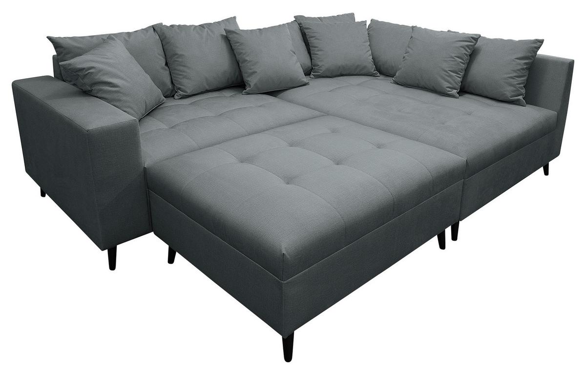 Ecksofa Pruno Dunkelgrau S: 247x174 Cm - Dunkelgrau/Schwarz, Design, Textil (247/174cm) - MID.YOU