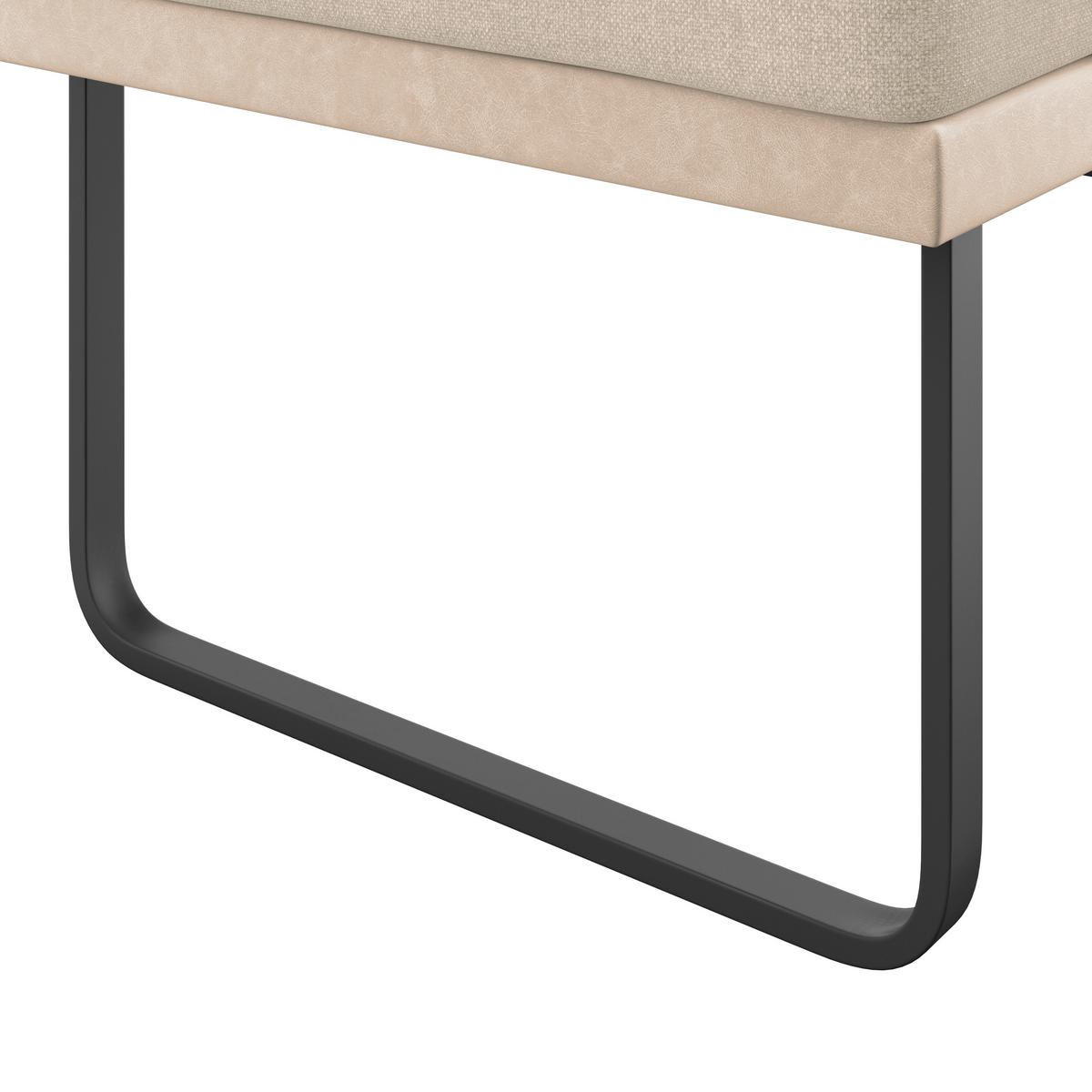 Eckbank Kian Webstoff Creme, S: 233x164cm - Creme/Schwarz, Trend, Textil/Metall (233/164cm)