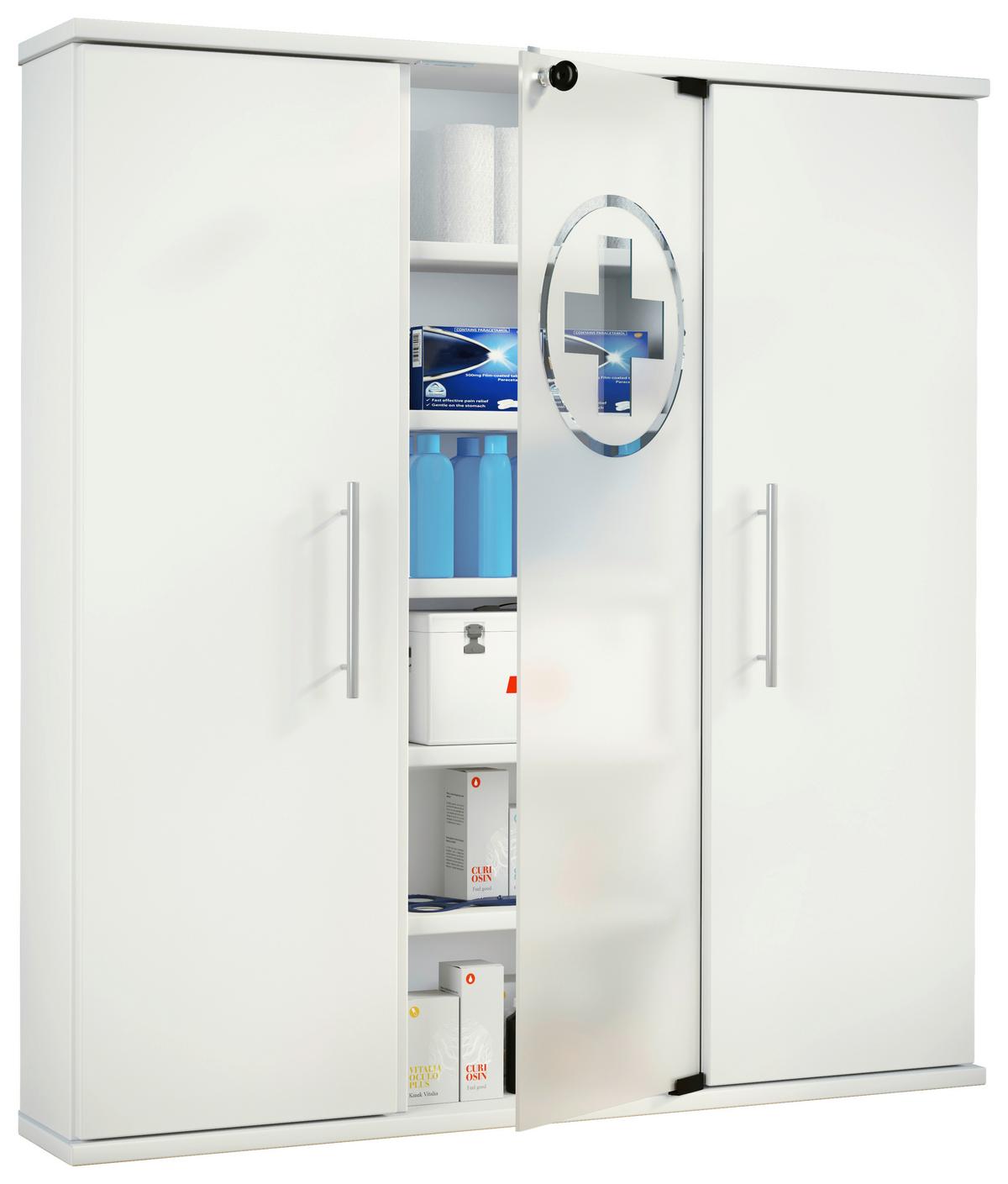 Medizinschrank Santila - Weiß, MODERN, Glas/Holzwerkstoff (86/91,5/18cm) - MID.YOU