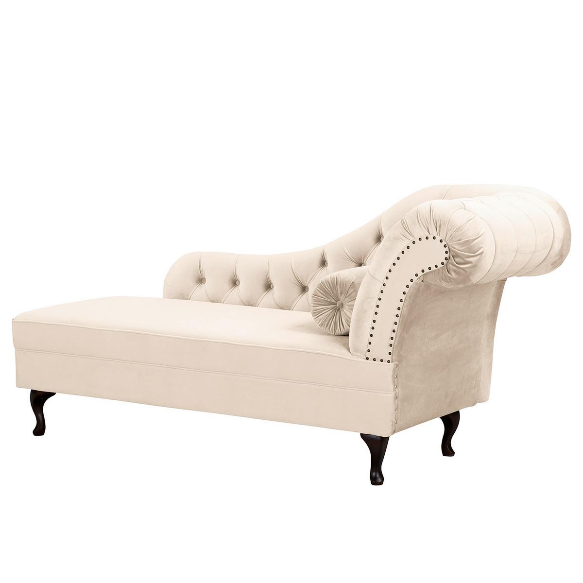 Récamiere Pako Creme B: 185cm - Creme/Braun, Design, Textil (185/93/75cm) - Livetastic