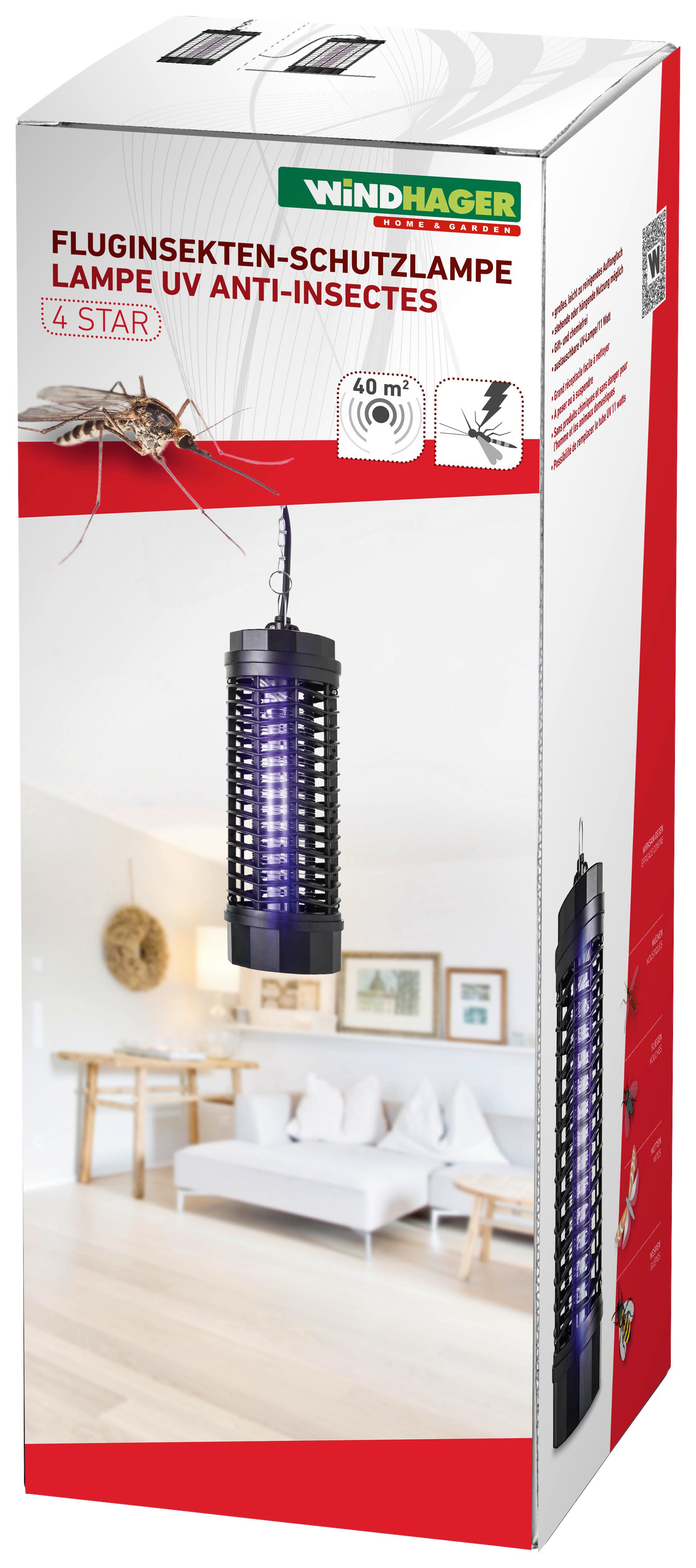 Lichtfalle zum Stellen /Hängen, Insektenvernichter - Schwarz, Basics, Kunststoff (10,5/10,5/30,5cm)