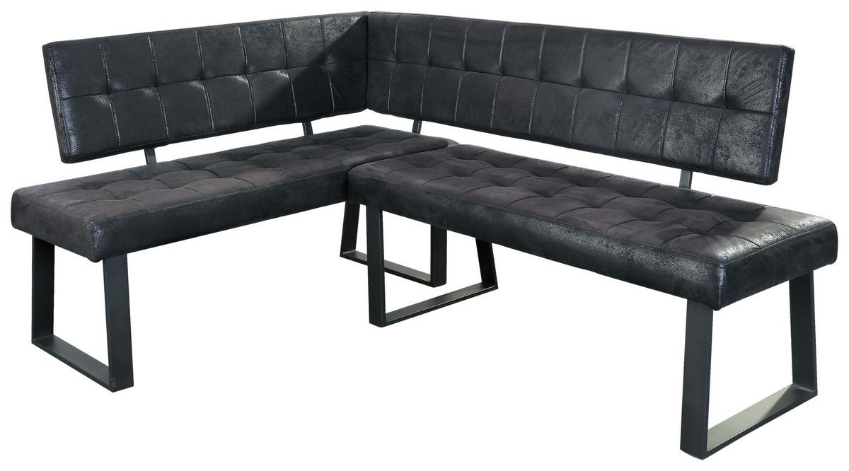 Eckbank Lavik - Schwarz, MODERN, Textil/Metall (134/185cm) - MID.YOU