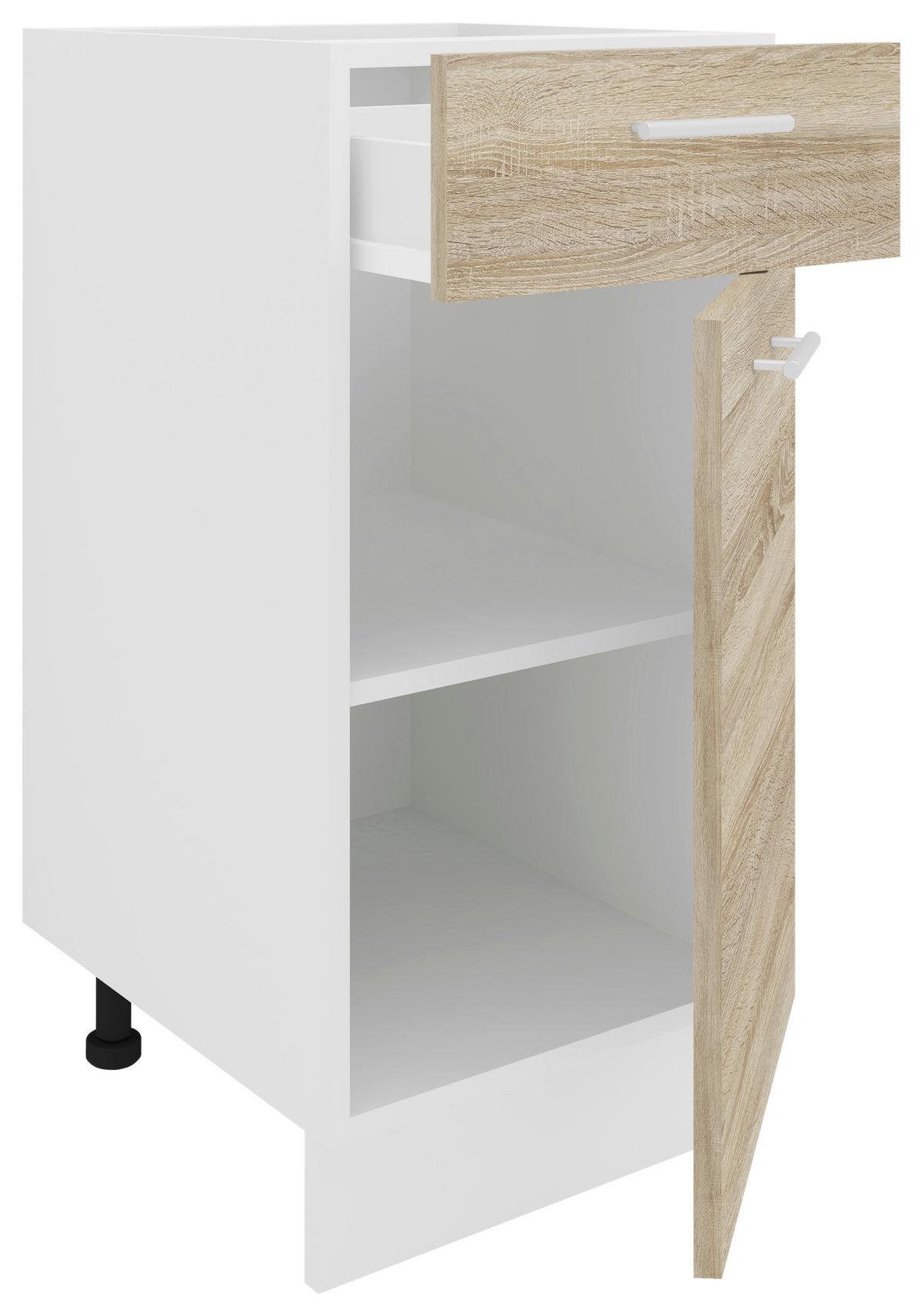 Küchenunterschrank Esilo B: 40 cm Weiß/Eiche Dekor - Weiß/Sonoma Eiche, KONVENTIONELL, Holzwerkstoff (40/82/46cm) - MID.YOU
