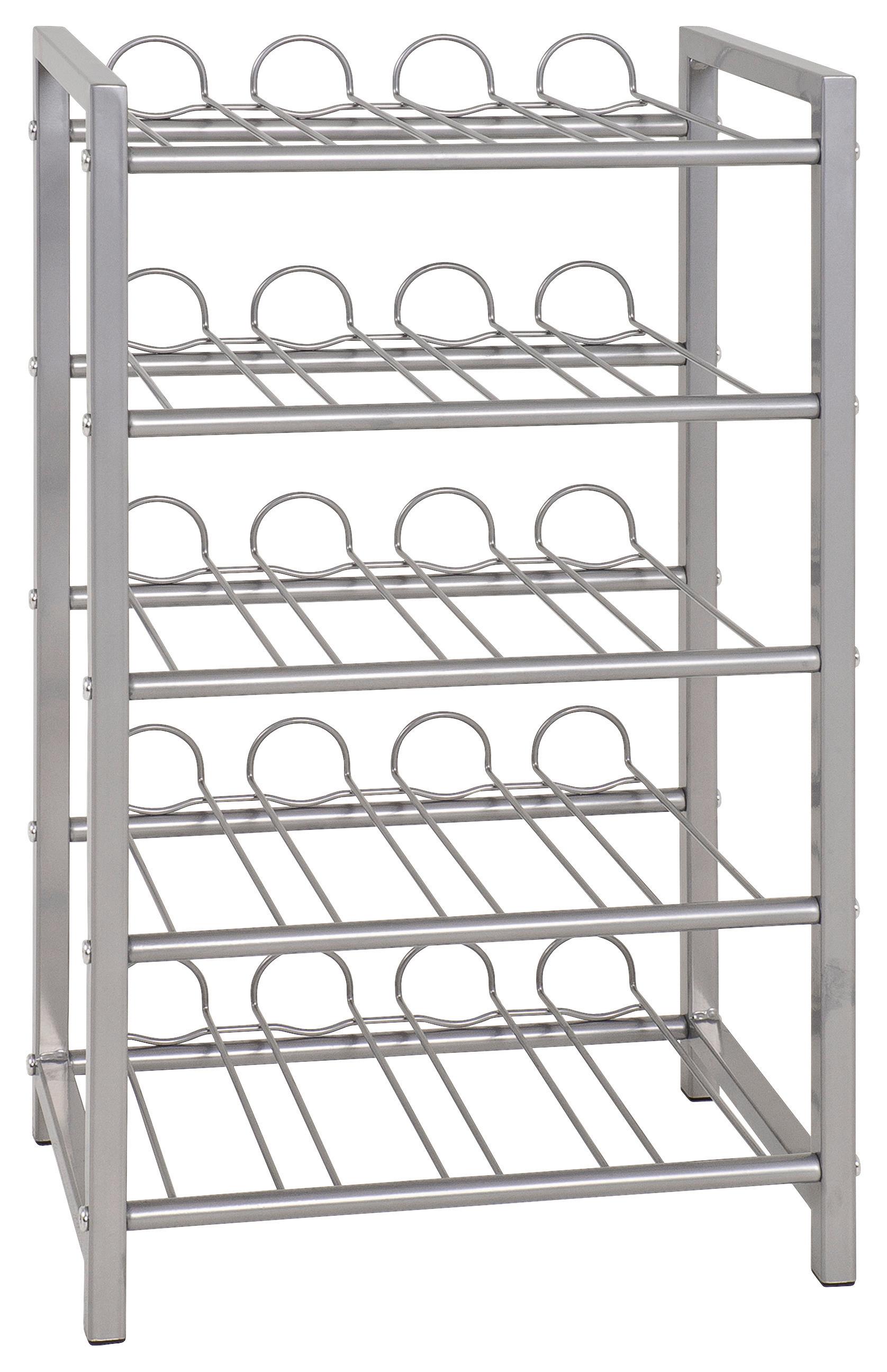 Weinregal Metall Alufarben 35 Flaschen BxH: 34x59 cm - Alufarben, MODERN, Metall (34/59/22cm)