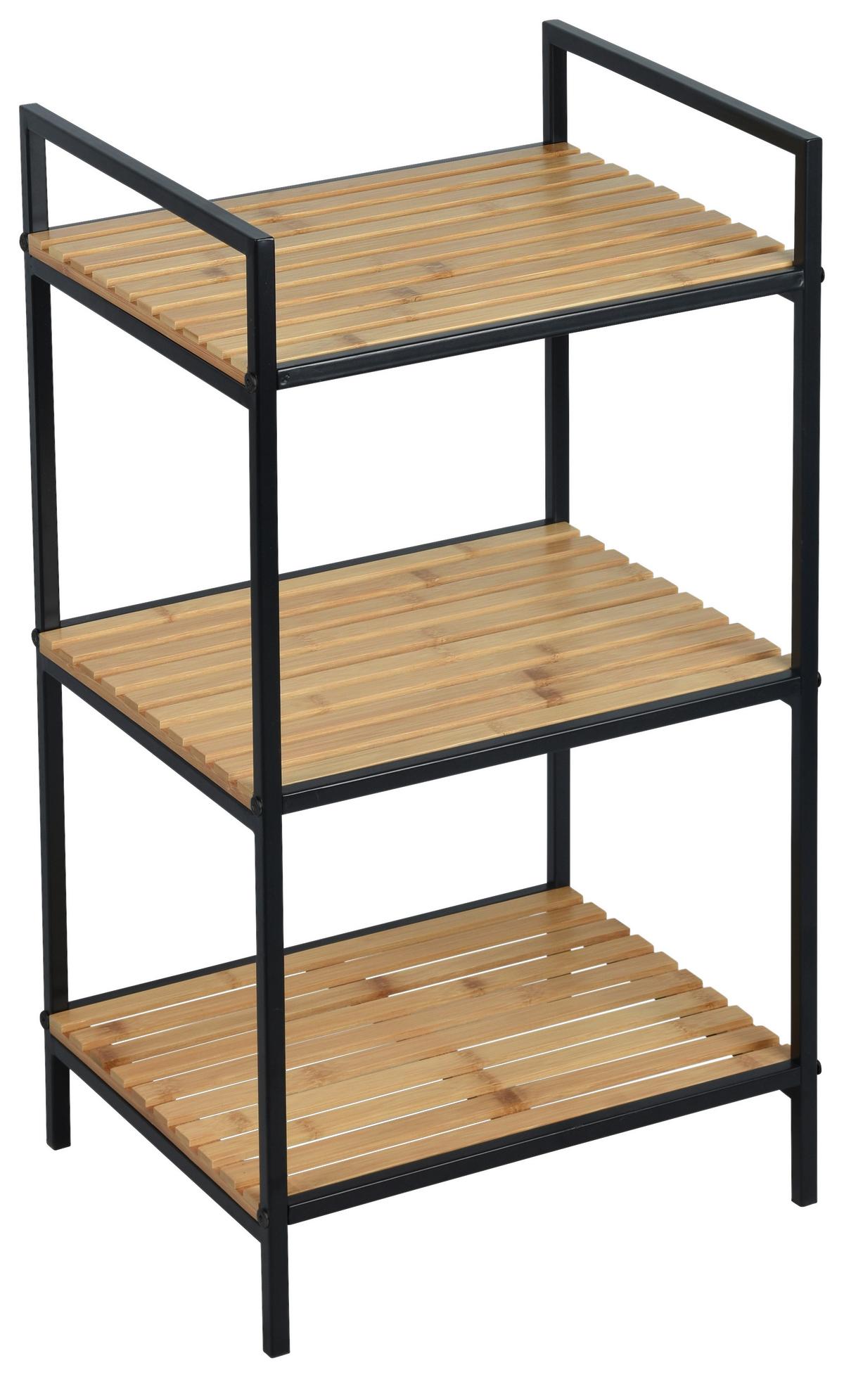Regal Azra II bambus/čierna - čierna/prírodná farba, Modern, kov/prírodné materiály (39/70/32,5cm) - Mömax