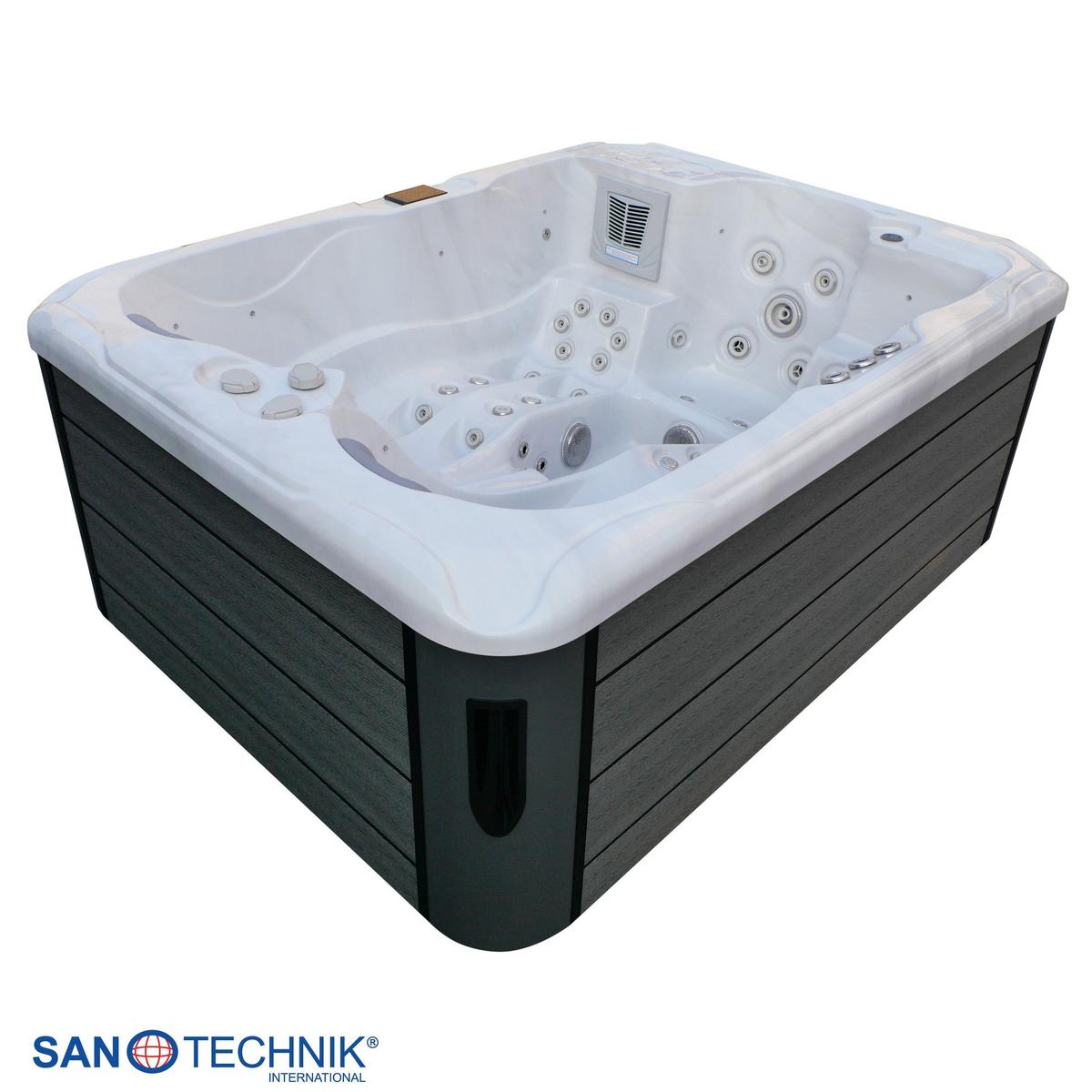 WHIRLPOOL Capri Grauweiß B: 210 cm - Grauweiß, KONVENTIONELL, Kunststoff (210/160/90cm) - Sanotechnik