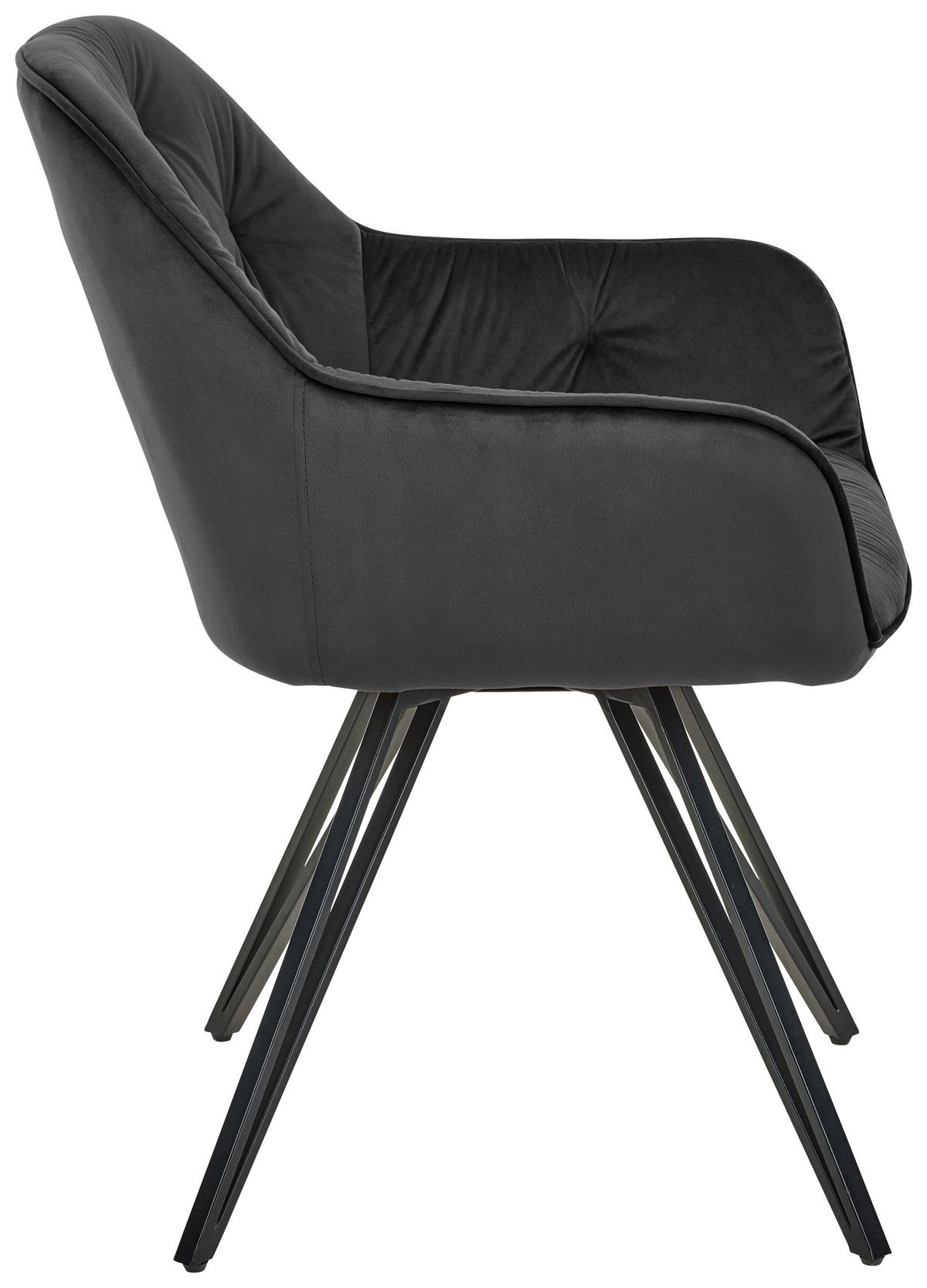 Armlehnstuhl Cardiff Schwarz Gepolstert - Schwarz, LIFESTYLE, Holz/Textil (61/82/62cm) - Livetastic