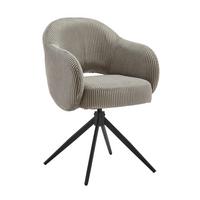 Armlehnstuhl Cord Hellgrau, B: 58cm - Hellgrau/Schwarz, Design, Textil/Metall (58/84/60cm) - Livetastic