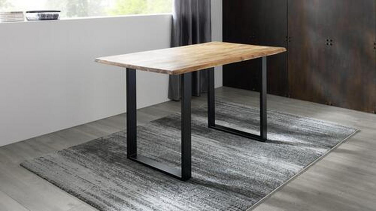 Obdĺžnikový jedálenský stôl RUNNER 200x100 cm - čierna/farba akácie, Natur, kov/drevo (200/100/76cm) - MID.YOU