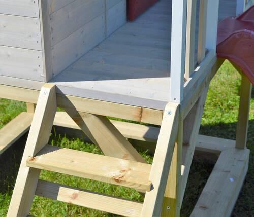 Spielhaus Alpaka Naturfarben/Rot, B: 350 cm - Rot/Naturfarben, KONVENTIONELL, Holz (350/242/290cm)