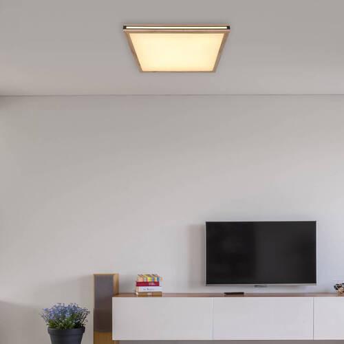 LED-Deckenleuchte 41589d3 - Dunkelbraun/Opal, Natur, Holzwerkstoff/Kunststoff (60/60/7,5cm) - Globo