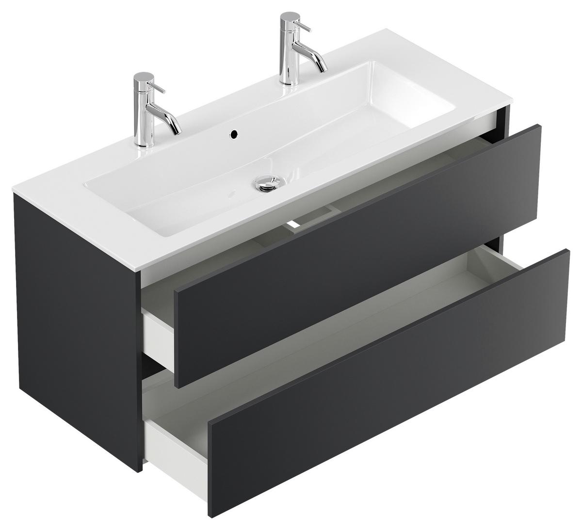 Waschtischkombi Limes Graphitfarben B: 120 Cm - Graphitfarben/Weiß, MODERN, Holzwerkstoff/Stein (120/58,8/46,5cm) - MID.YOU