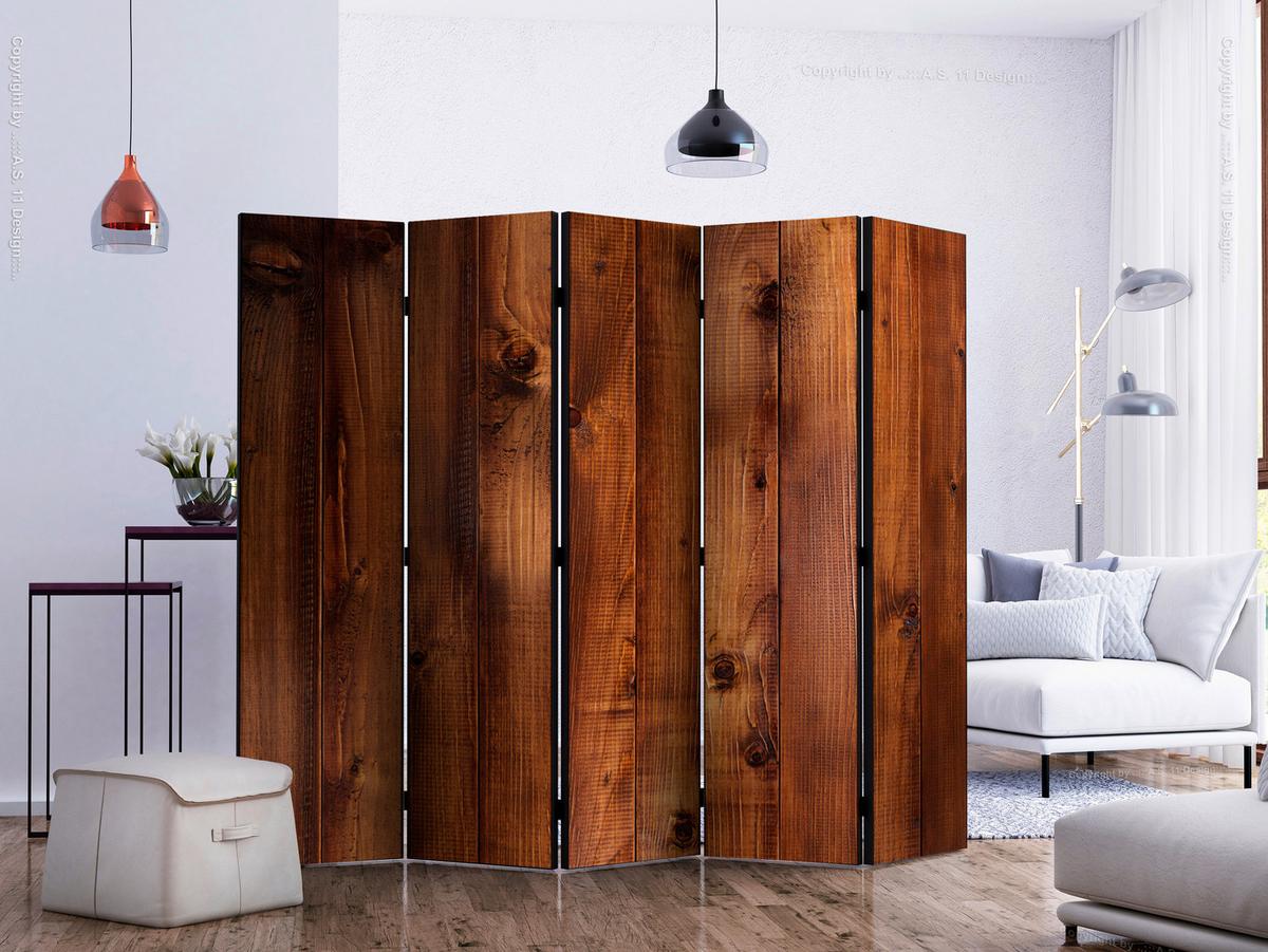 Paravent Cognac B: 225 Cm - Cognac, Basics, Holz/Textil (225/172/3cm) - artgeist