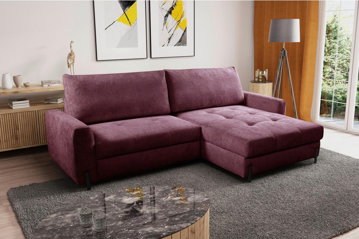 Ecksofa Naomi Bordeaux/Schwarz, 265 cm - Bordeaux/Schwarz, Design, Textil (265/162cm) - MID.YOU