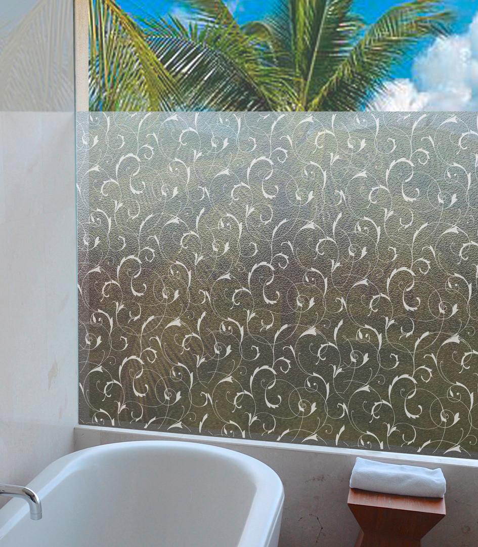 Fensterfolie Statisch Haftend Wirbel-Design 150x67,5 cm - Transparent, KONVENTIONELL, Kunststoff (67,5/150cm)