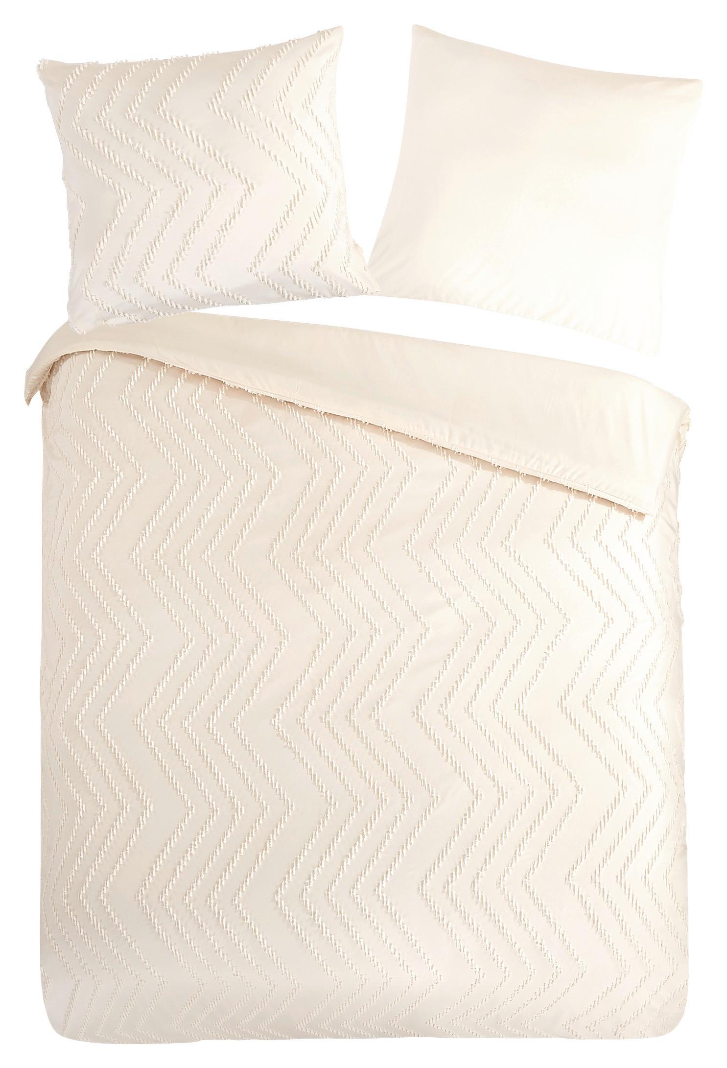 Bettwäsche Zigzag Weiß 135x200 Cm - Weiß, Basics, Textil (135/200cm)