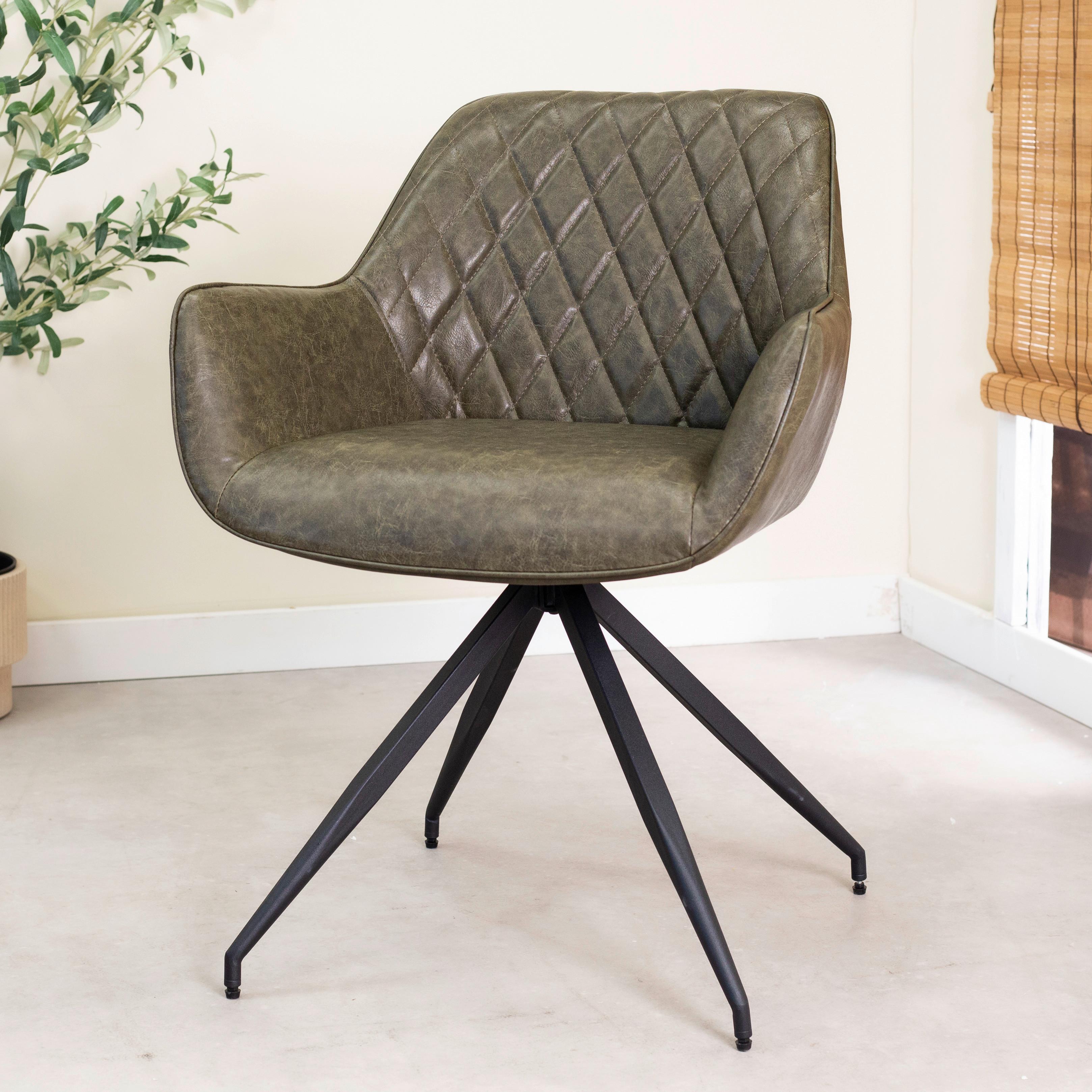 Armlehnstuhl-Set Gabi Dunklegrün - Dunkelgrün/Schwarz, KONVENTIONELL, Textil/Metall (62/82/61cm) - MID.YOU