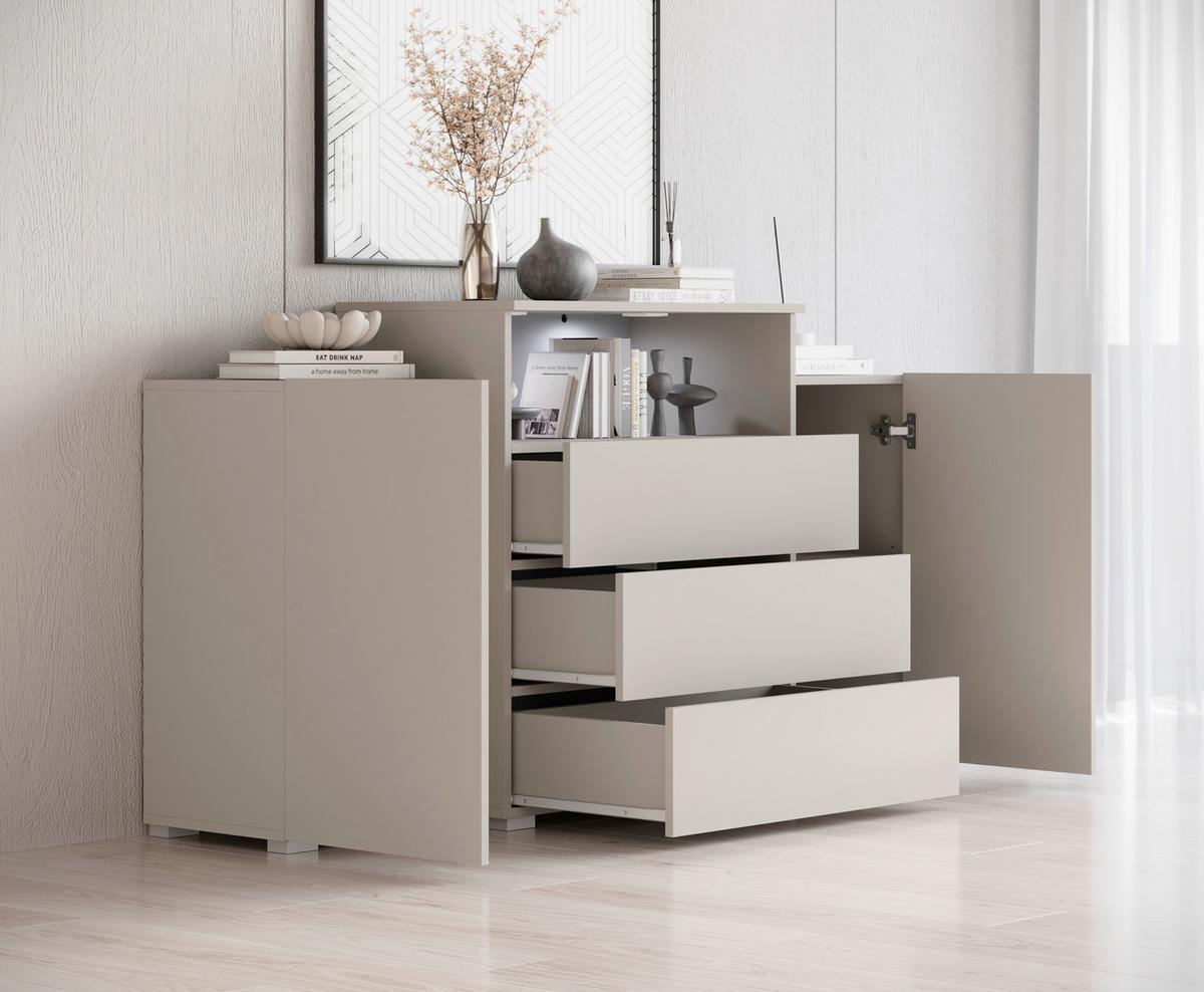 ŠIROKÁ KOMODA URBAN 150 - šedá/kašmírová, Lifestyle, kompozitní dřevo/plast (150/81/37cm) - P & B