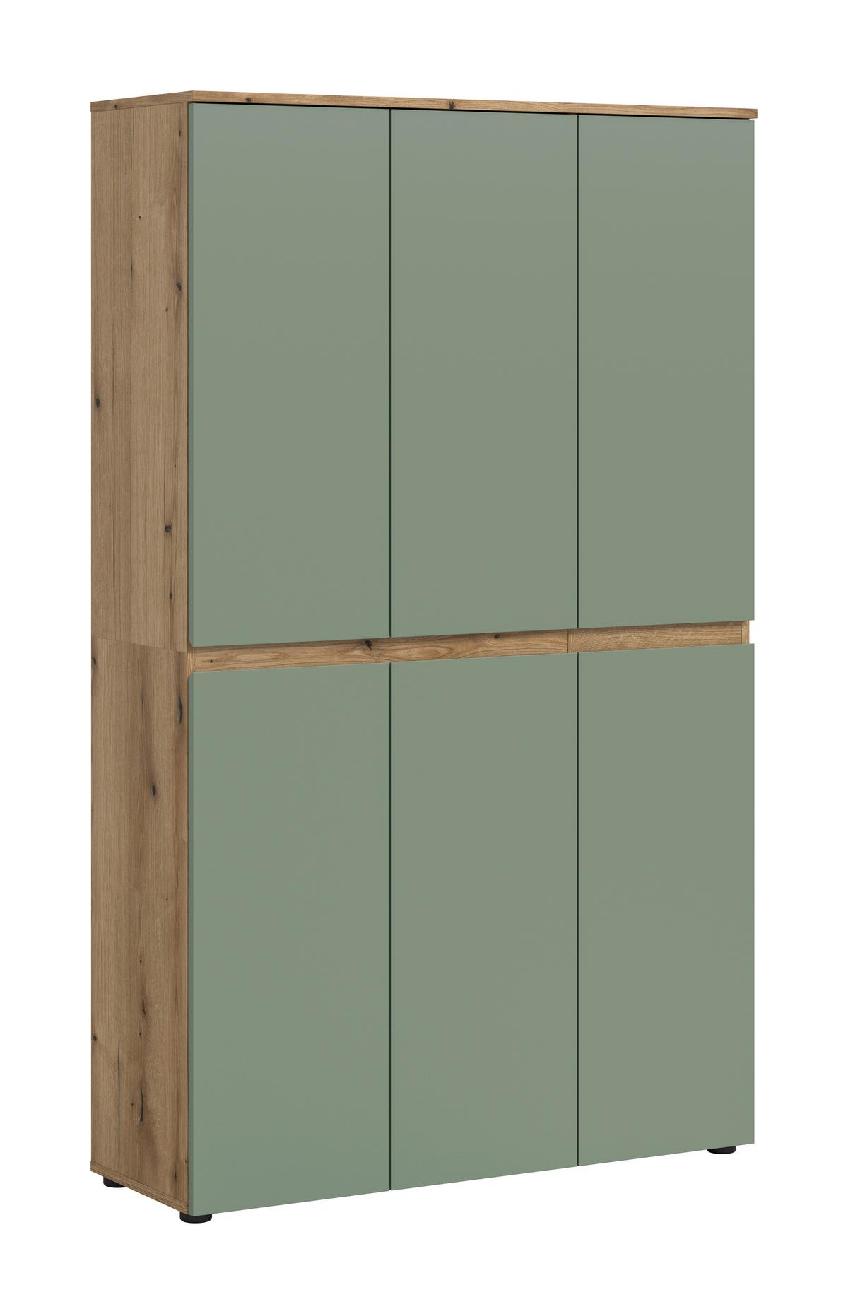 Garderobenschrank Eichefarben/graugrün B: 105 Cm - Eichefarben/Schwarz, Design, Holzwerkstoff (105/175/37cm) - Livetastic
