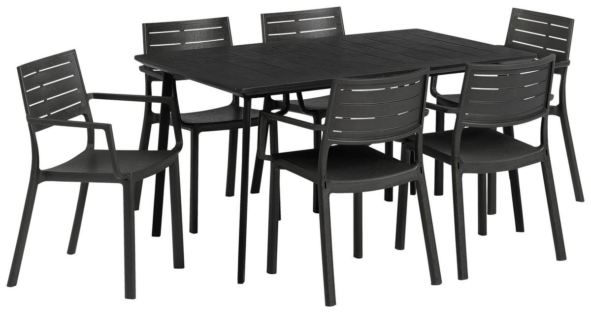 Gartentisch Metalea Table Metall L: 146 cm - Schwarz, Basics, Kunststoff/Metall (146/75/87cm) - Keter