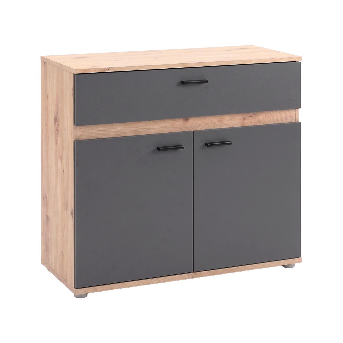 Kommode Carmen 2 Anthrazit/Eichefa. B: 80,2 cm - Eichefarben/Anthrazit, Trend, Holzwerkstoff (80,2/80/35cm) - Based
