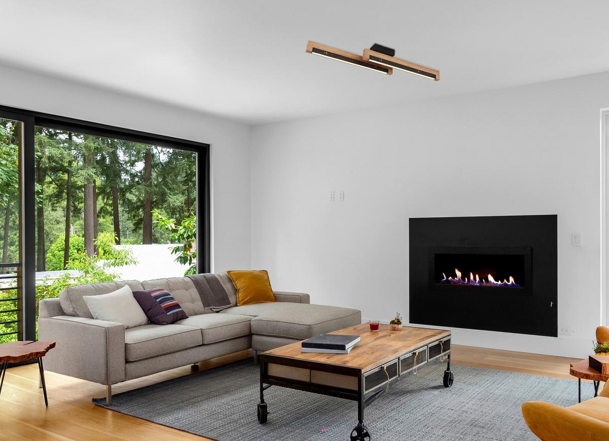 Led-deckenleuchte 67849d - Dunkelbraun/Schwarz, Natur, Kunststoff/Metall (70/13/8cm) - Globo