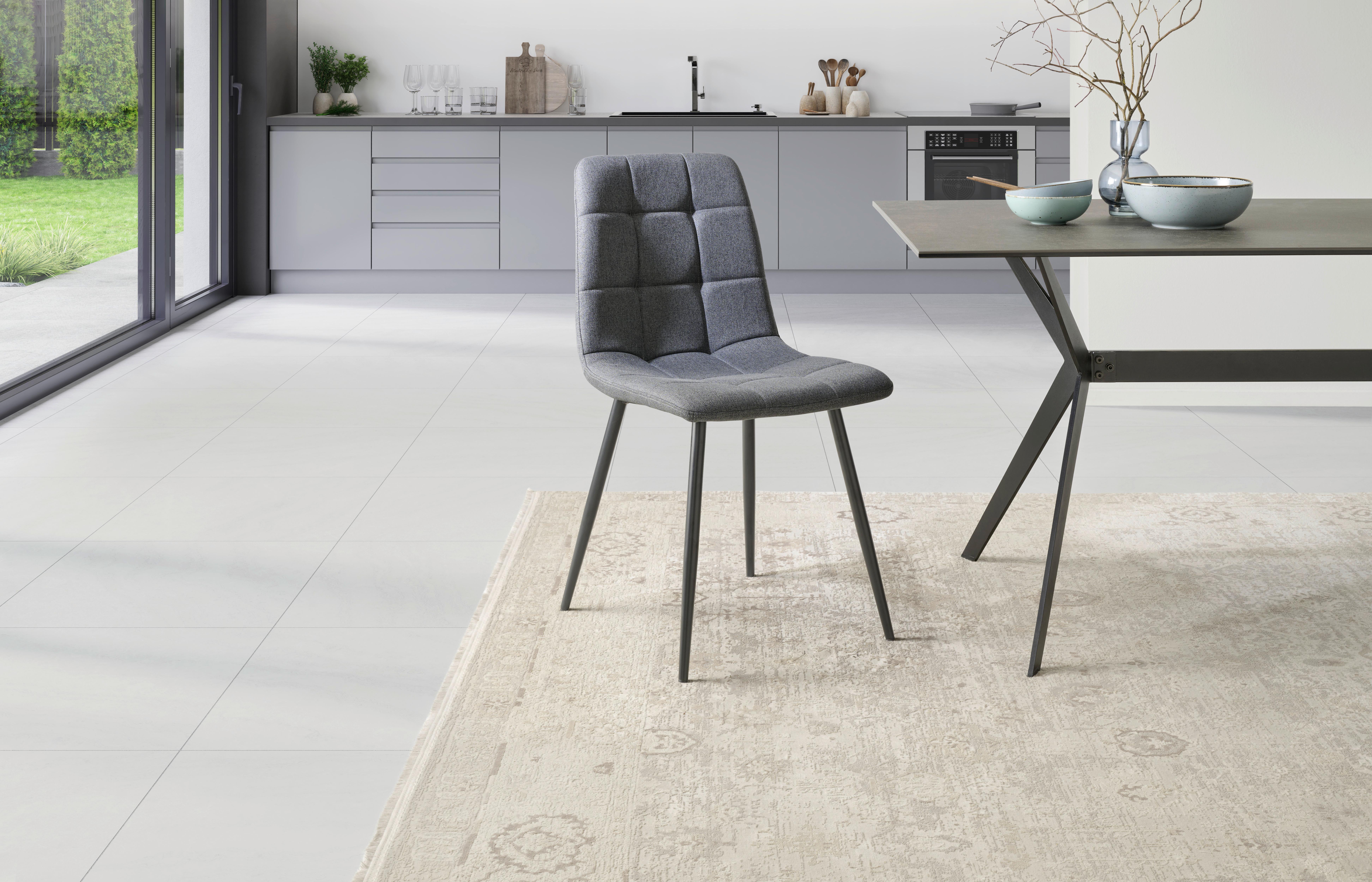 Vierfußstuhl Empoli Leinenoptik Grau, B: 44,5 Cm - Schwarz/Grau, KONVENTIONELL, Holz/Textil (44,5/86/54,5cm) - Livetastic