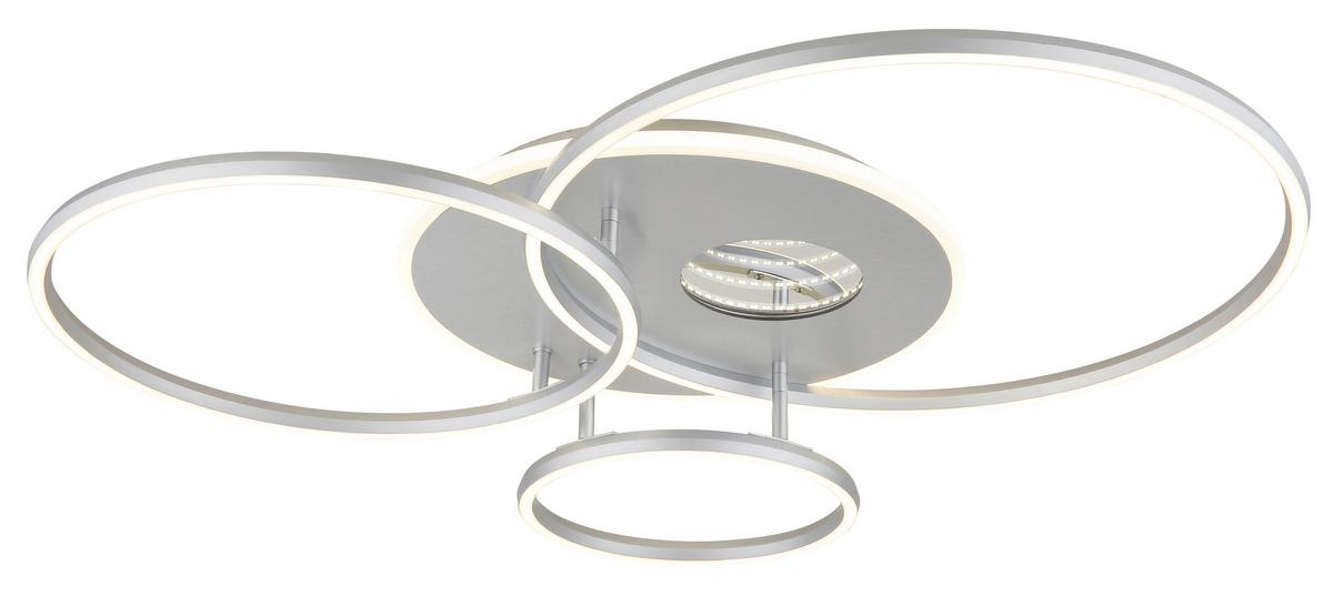 LED-Deckenleuchte Memory-Funktion - Silberfarben/Weiß, Design, Kunststoff/Metall (90/70/13cm) - Globo