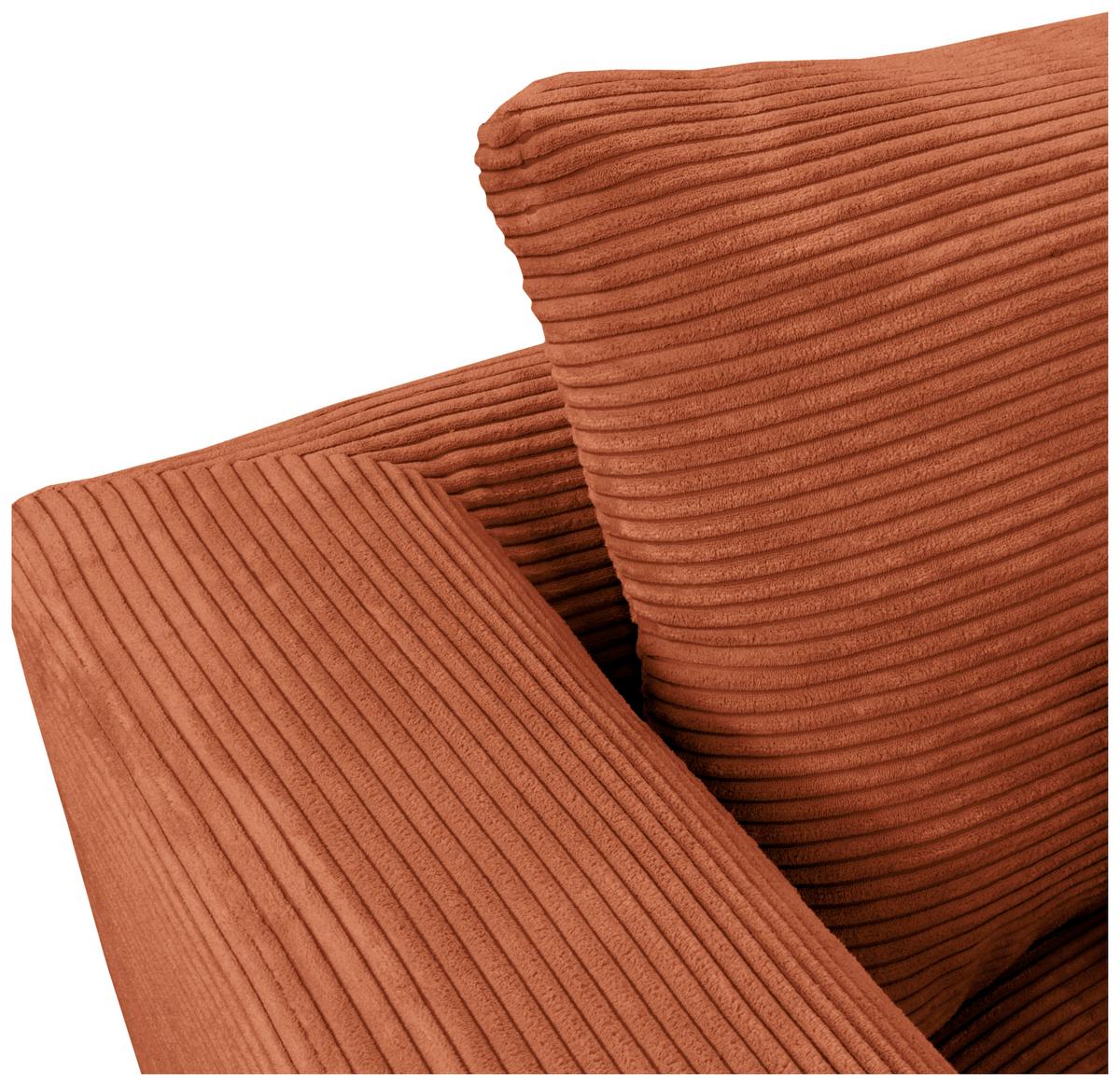 Ecksofa Berlin Cord Kupferfarben 313x172 cm - Schwarz/Kupferfarben, Design, Textil (313/172cm) - Livetastic