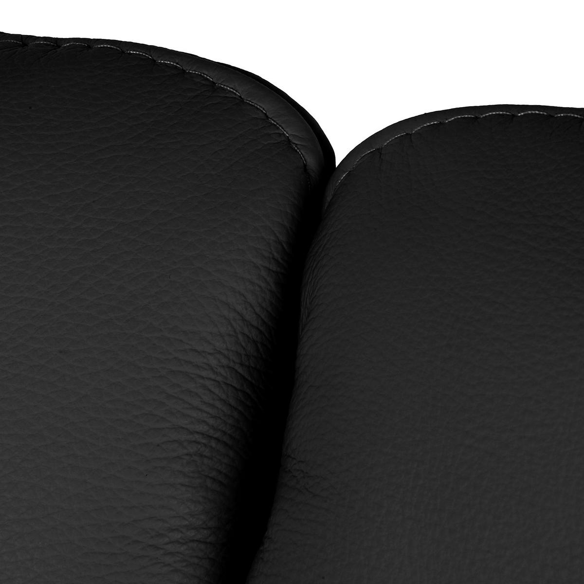 2-Sitzer-Sofa Comodo Echtleder Schwarz B: 164 cm - Silberfarben/Schwarz, Design, Leder (164/90/88cm) - Livetastic