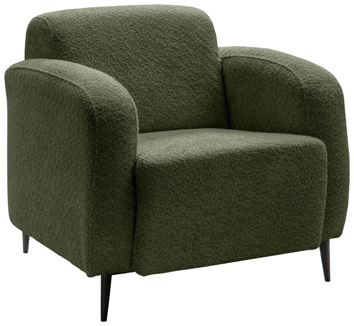 Sessel Marone Dunkelgrün B: 85cm - Dunkelgrün/Schwarz, MODERN, Textil (85/76/90cm) - Livetastic