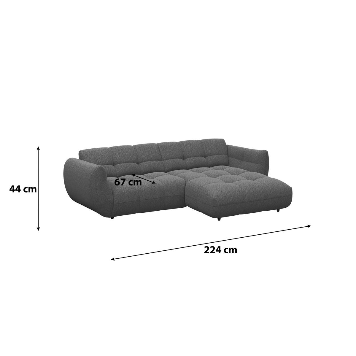 Rohová sedačka PANDA, pravá, antracitová ženilka - čierna/antracitová, Trend, textil/plast (280/178cm)