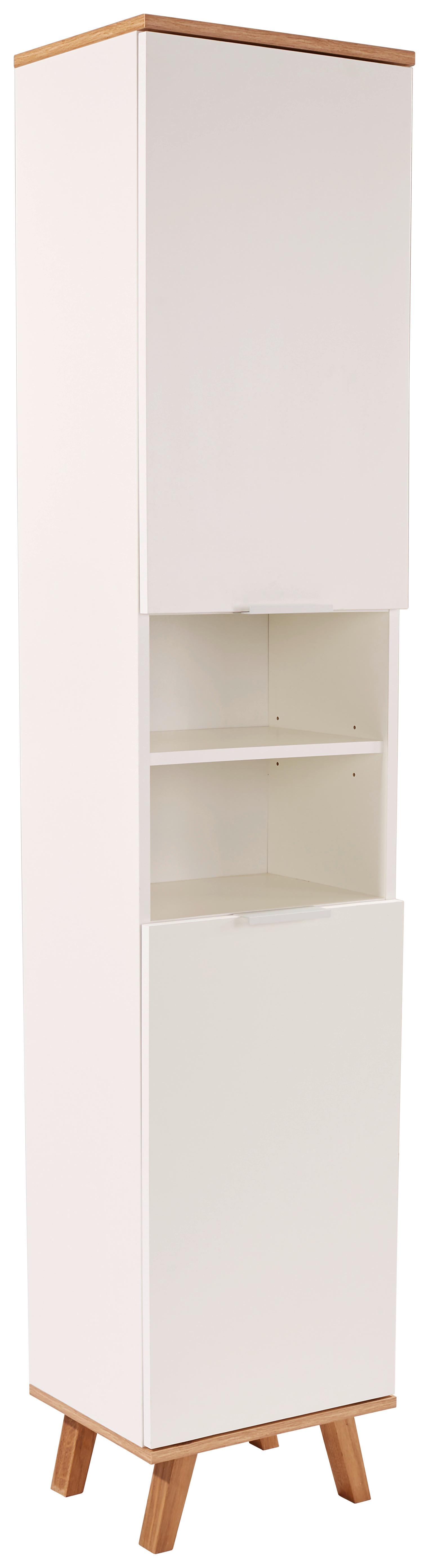Vysoká skriňa do kupeľne Turin šírka 40cm - biela/dub wotan, Modern, kov/drevo (40/195/30cm)