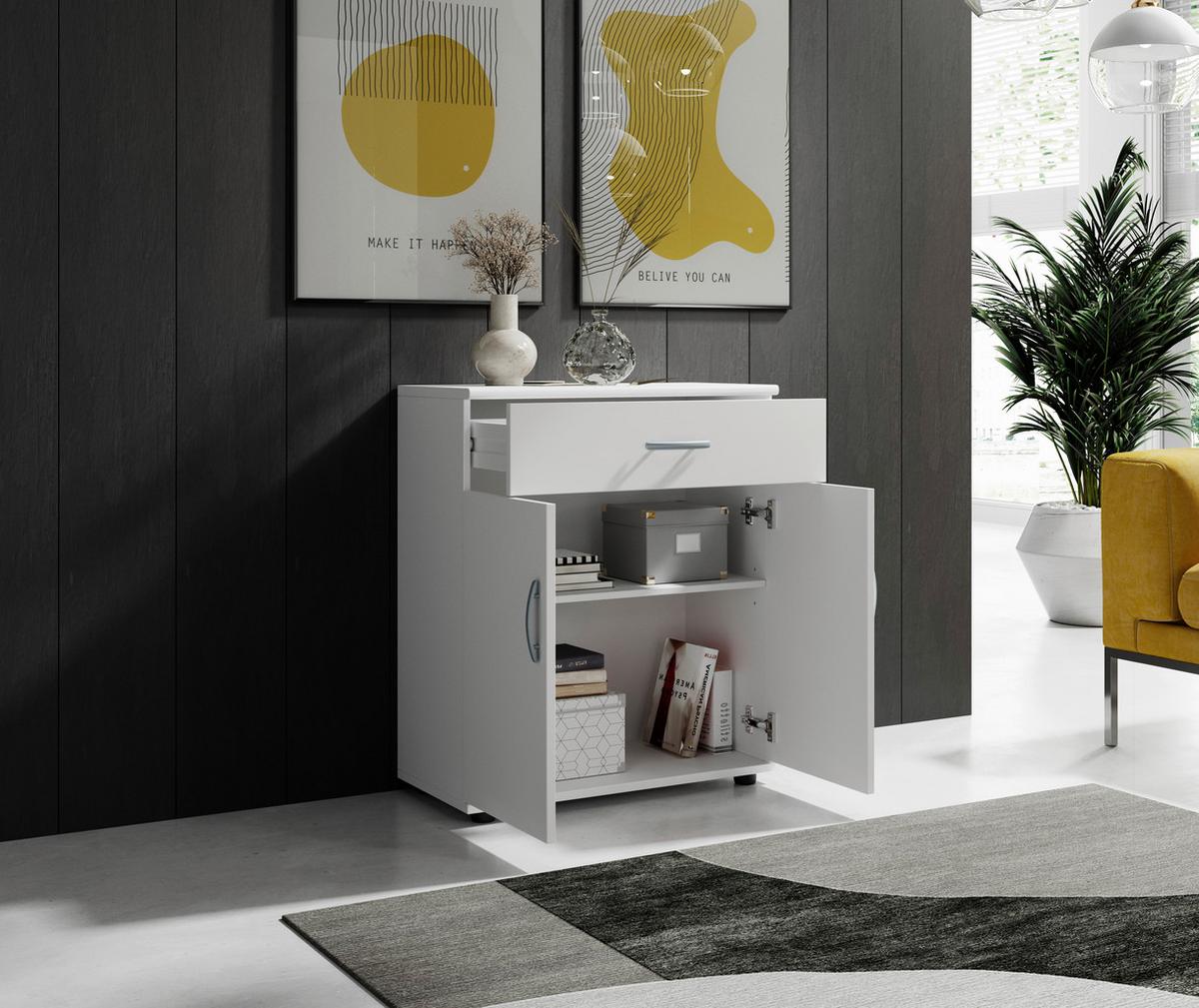 Kommode 60 Cm Lilly Weiß - Silberfarben/Weiß, KONVENTIONELL, Holzwerkstoff (60/70/30cm) - Livetastic