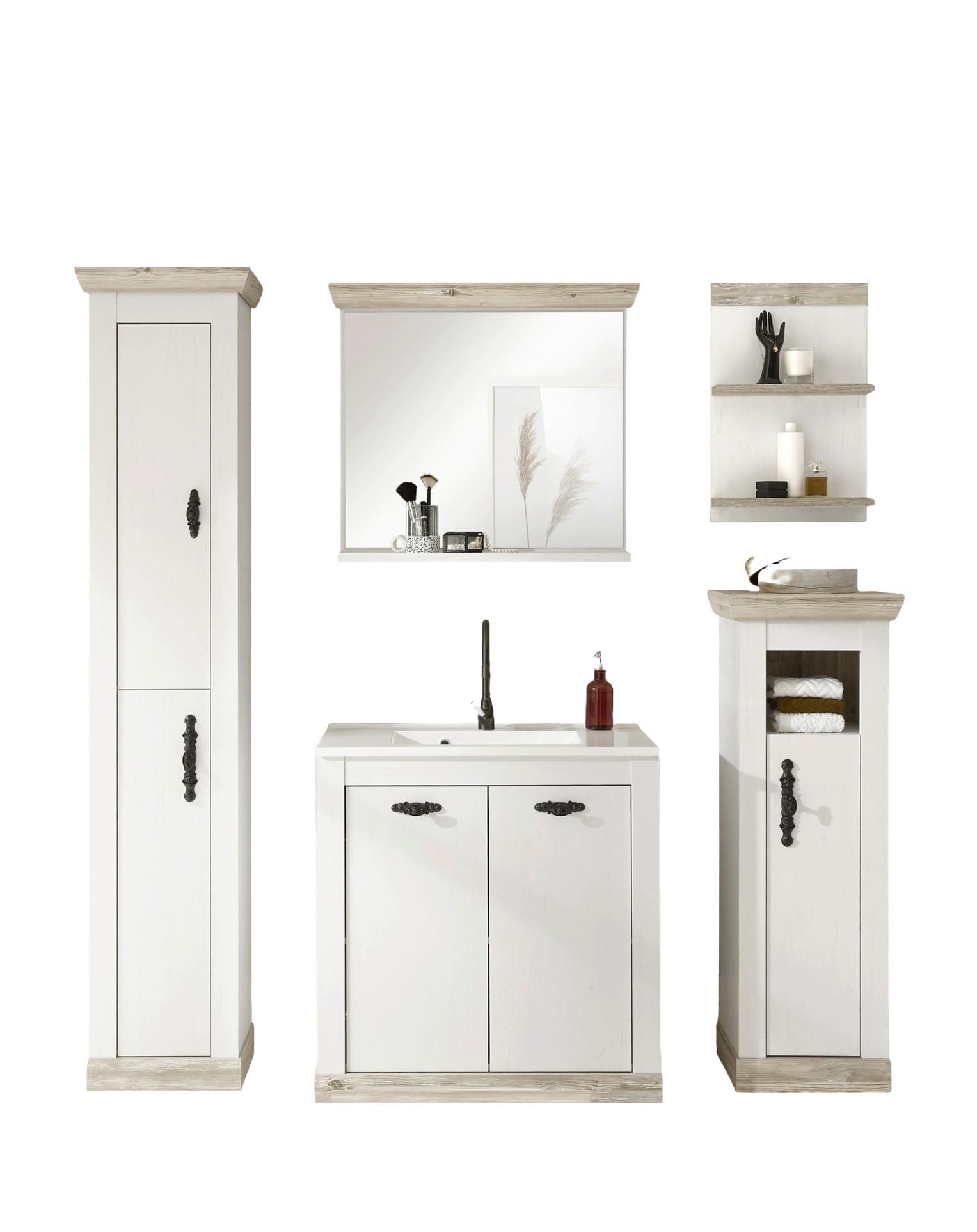 Badezimmer Florenz Pinienfarben B: 205cm - Weiß/Pinienfarben, Design, Naturmaterialien/Holzwerkstoff (205/200/46cm) - MID.YOU