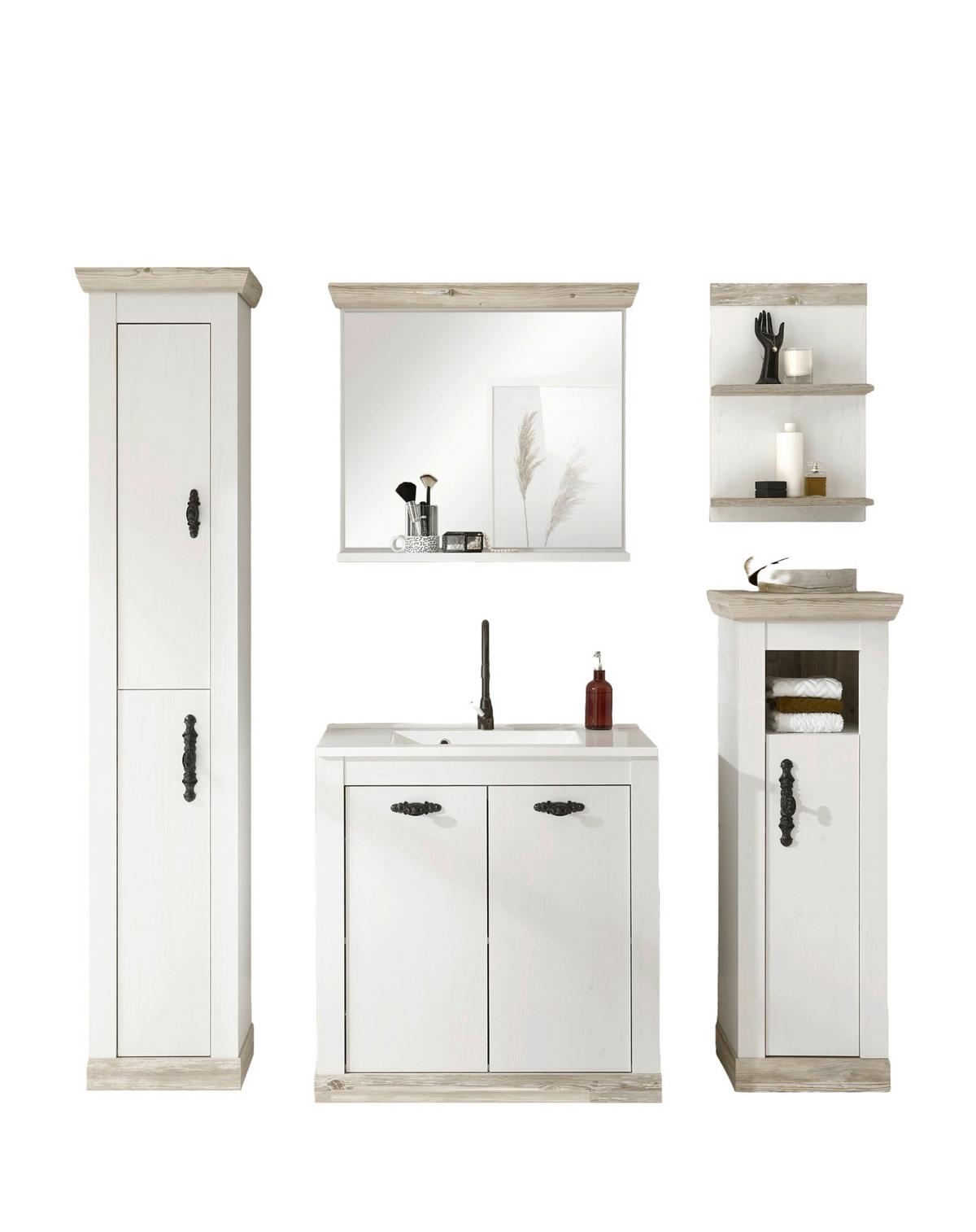 Badezimmer Florenz Pinienfarben B: 205cm - Weiß/Pinienfarben, Design, Naturmaterialien/Holzwerkstoff (205/200/46cm) - MID.YOU