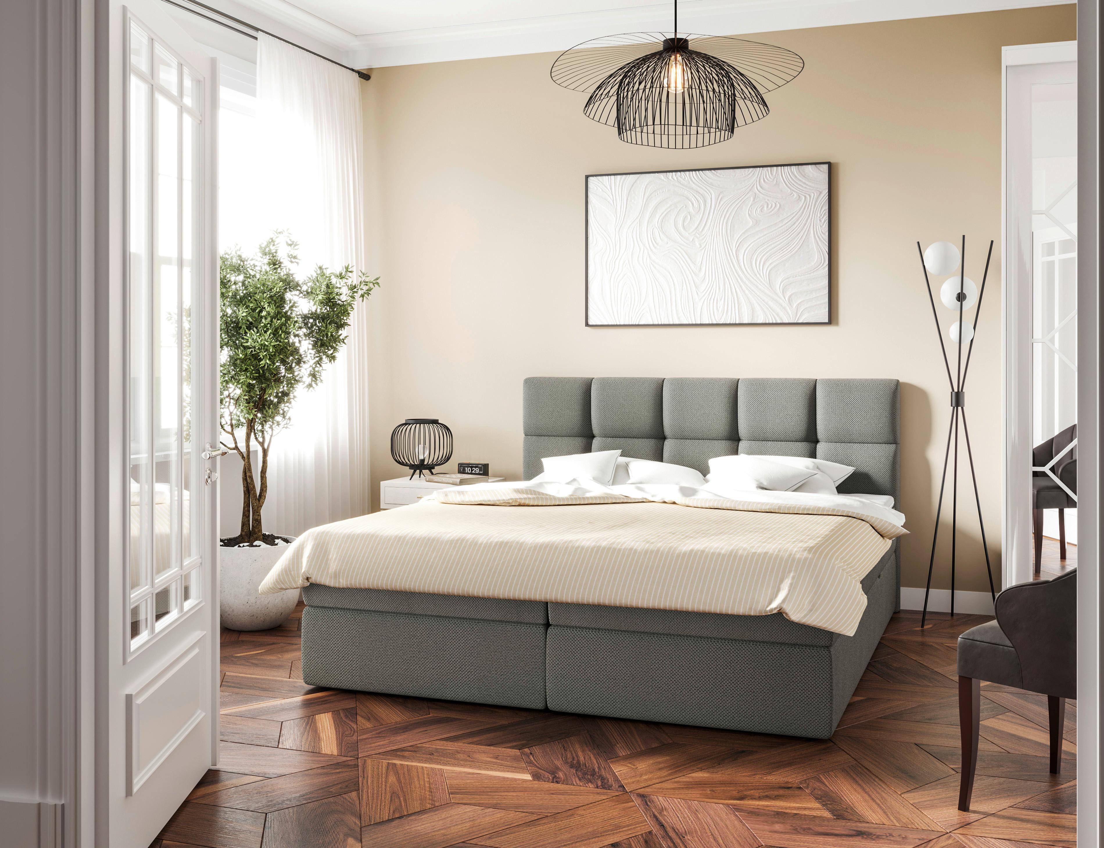 Boxbett Mit Topper & Bettkasten 160x200 Lorie Ii - Schwarz/Grau, MODERN, Holz/Holzwerkstoff (160/200cm) - MID.YOU