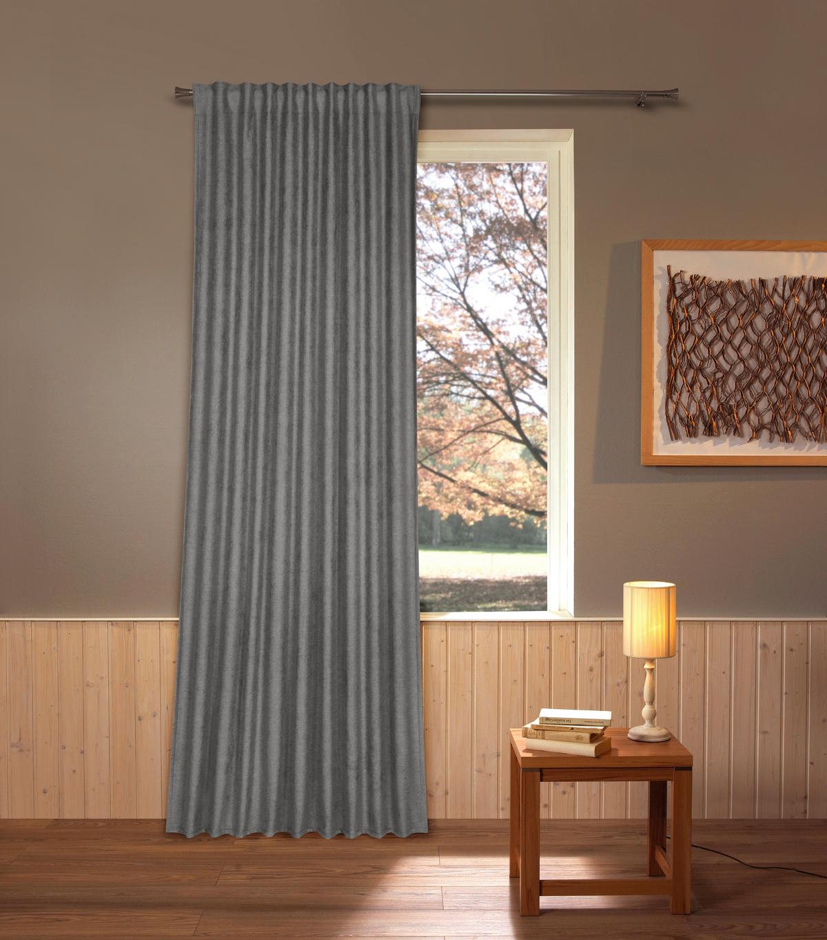 Verdunkelungsvorhang Melinda - Anthrazit, ROMANTIK / LANDHAUS, Textil (135/245cm) - James Wood