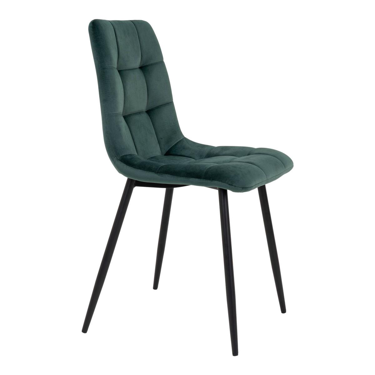 Stuhl-Set Middelfart Dunkelgrün B: 44 cm - Dunkelgrün/Schwarz, MODERN, Textil/Metall (44/86/55cm) - MID.YOU
