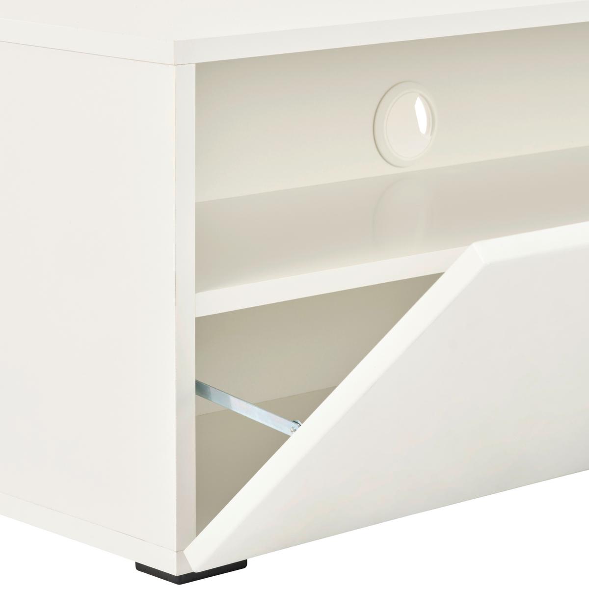 Tv-elem Otis - magasfényű fehér, Modern, faalapú anyag (180/37/31,6cm)
