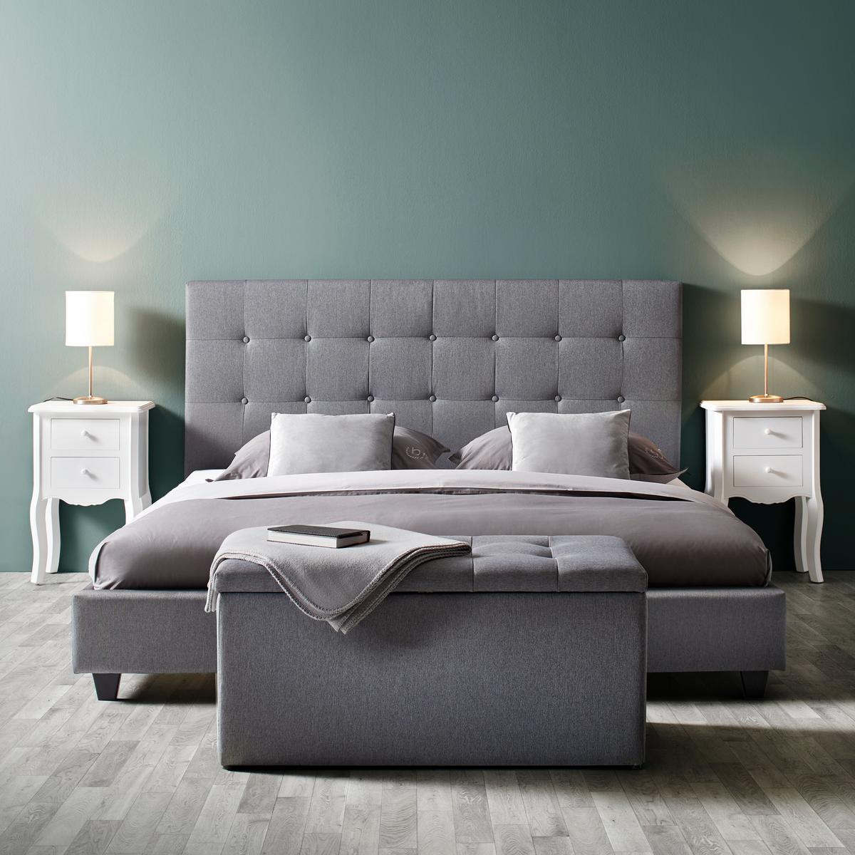 Čalouněná postel Frederico, 180x200, šedá - šedá/černá, Moderní, kov/dřevo (180/200cm) - Bessagi Home