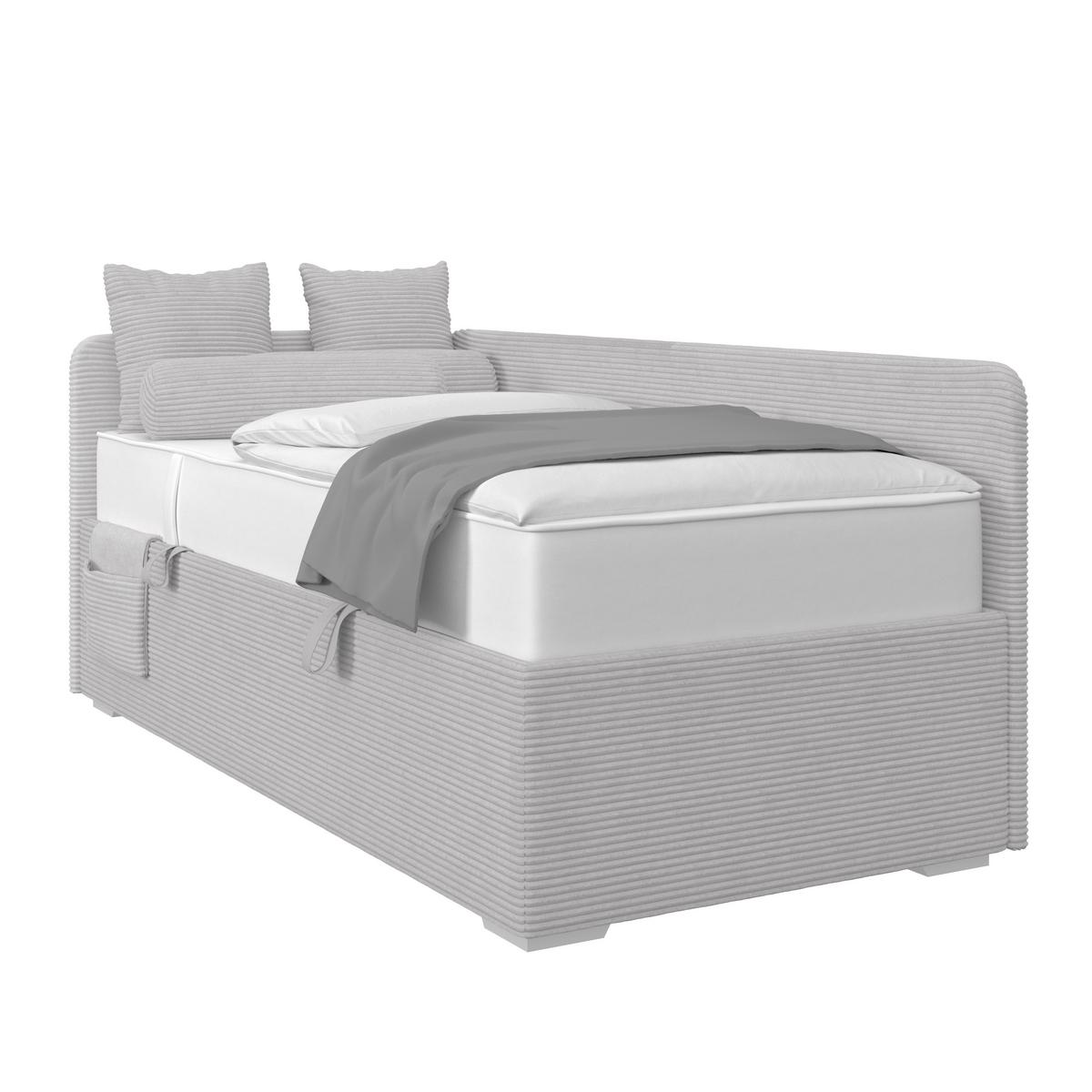 Kárpitozott Ágy Remi 90/200cm - ezüstszínű/szürkésbézs, Modern, textil/fa (90/200cm)