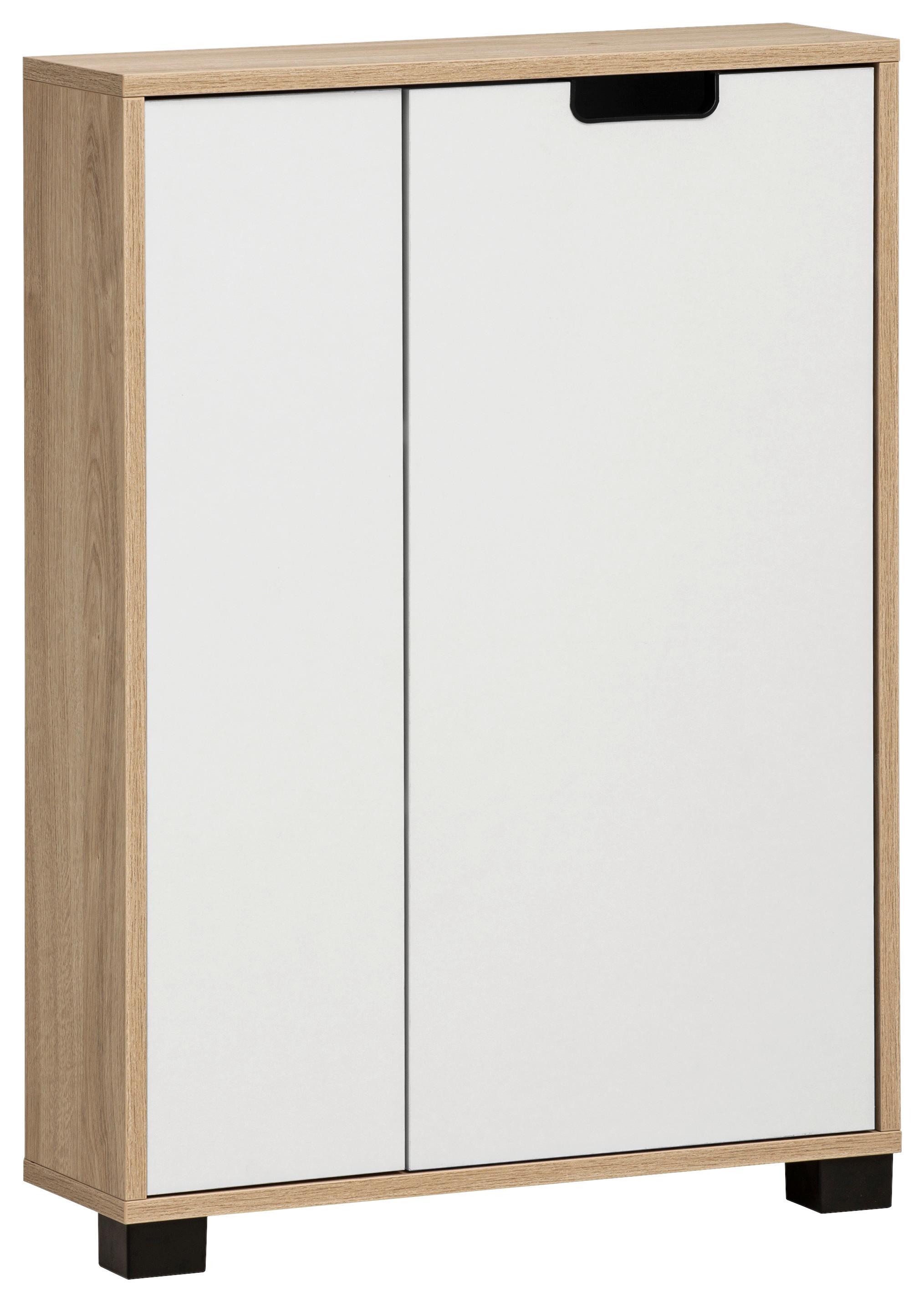 Unterschrank Eiche Artisan/weiß B: 59,8 - Schwarz/Eiche Artisan, Design, Holzwerkstoff (59,8/85,2/195,5cm) - MID.YOU