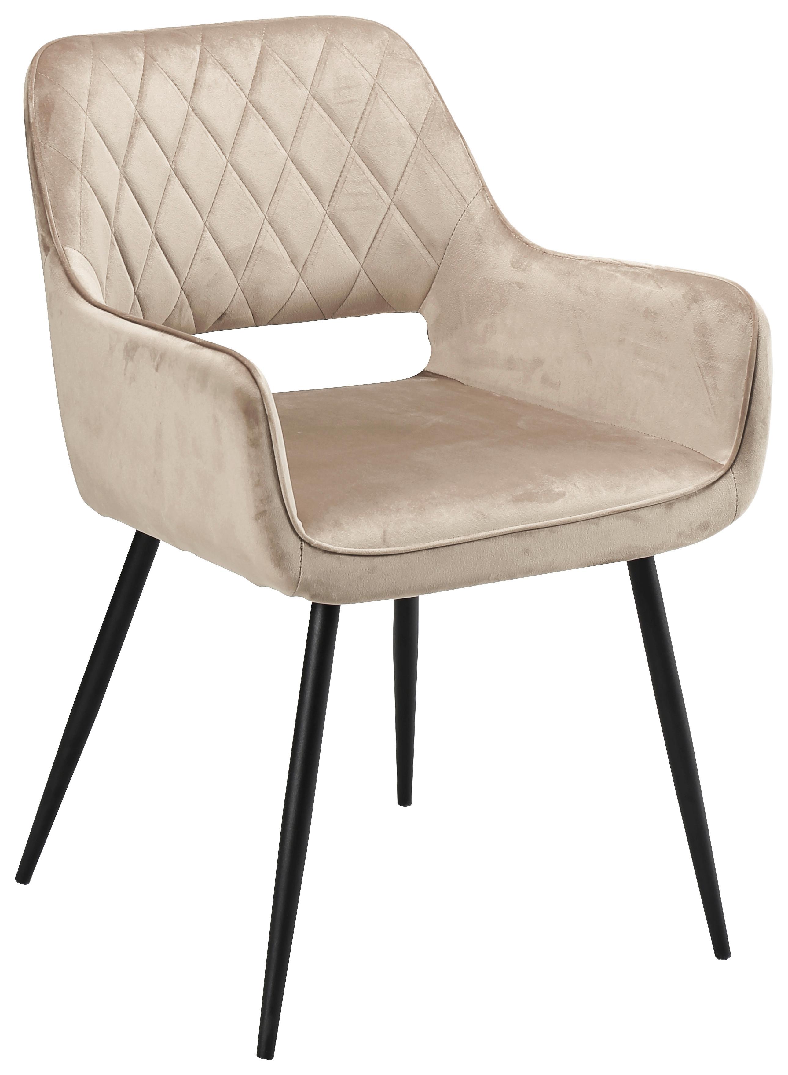 Židle s područkami béžová - černá/béžová, Moderní, kov/dřevo (55/79/59cm) - Mömax